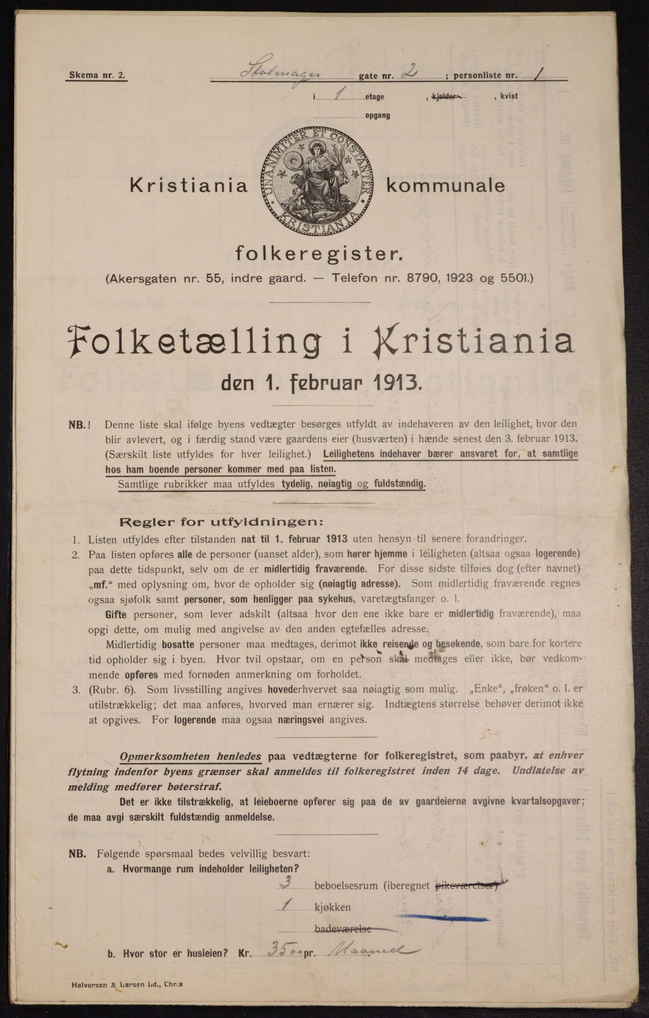 OBA, Kommunal folketelling 1.2.1913 for Kristiania, 1913, s. 102669