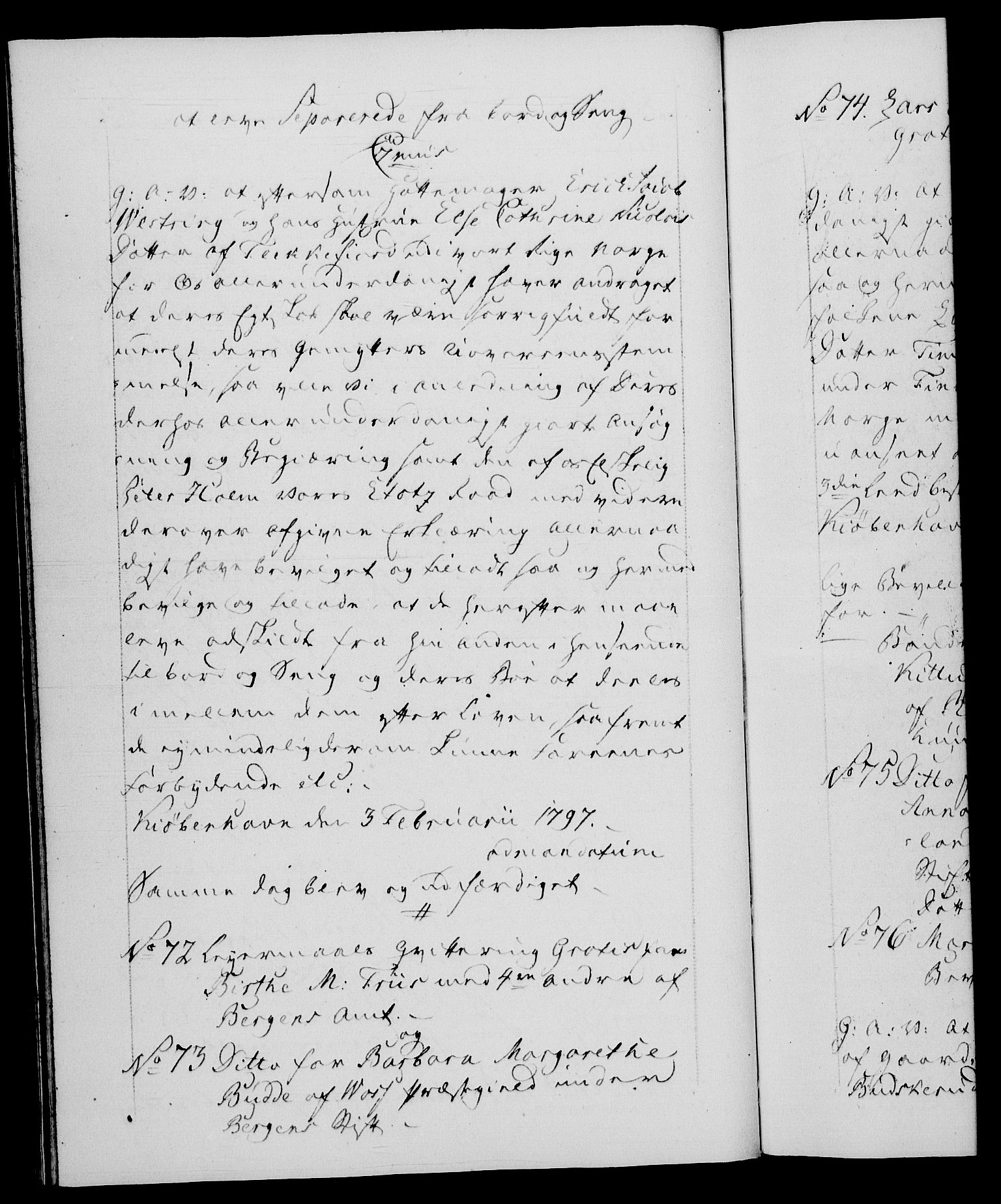 Danske Kanselli 1572-1799, RA/EA-3023/F/Fc/Fca/Fcaa/L0057: Norske registre, 1797, s. 38b