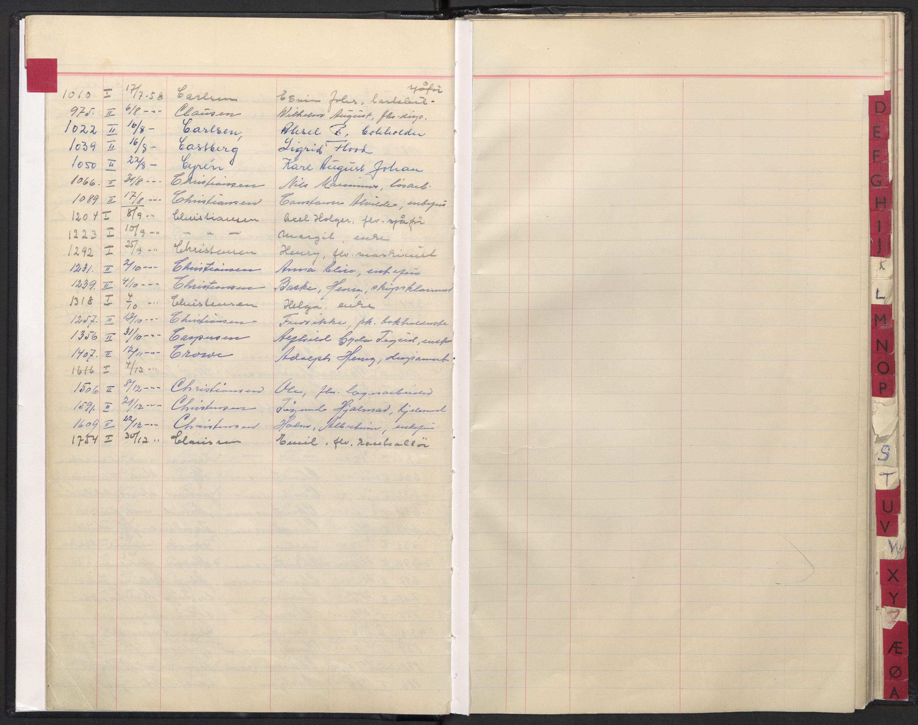 Oslo skifterett, AV/SAO-A-10383/F/Fa/Faa/L0058: Register til dødsfallsprotokollene, 1958