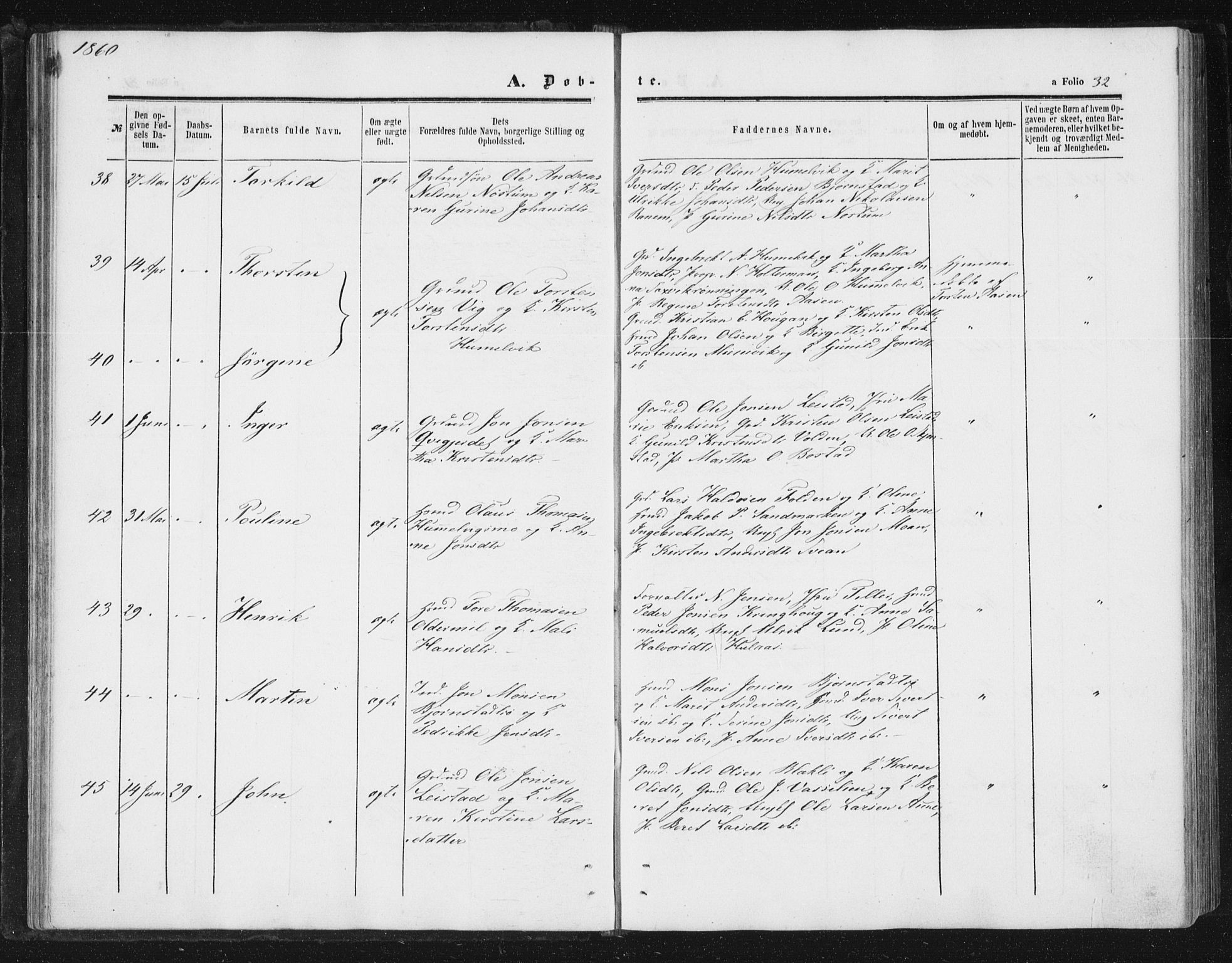 Ministerialprotokoller, klokkerbøker og fødselsregistre - Sør-Trøndelag, SAT/A-1456/616/L0408: Ministerialbok nr. 616A05, 1857-1865, s. 32