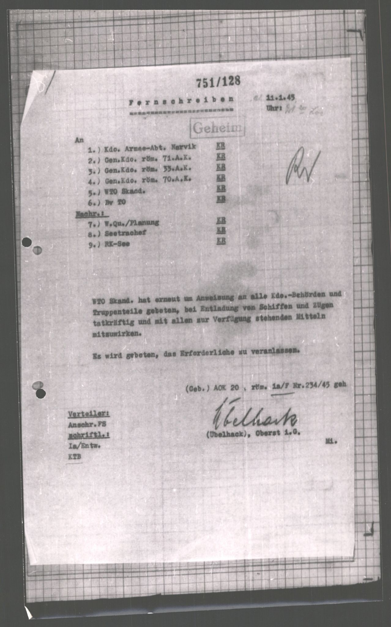 Forsvarets Overkommando. 2 kontor. Arkiv 11.4. Spredte tyske arkivsaker, AV/RA-RAFA-7031/D/Dar/Dara/L0001: Krigsdagbøker for 20. Gebirgs-Armee-Oberkommando (AOK 20), 1944-1945, s. 593