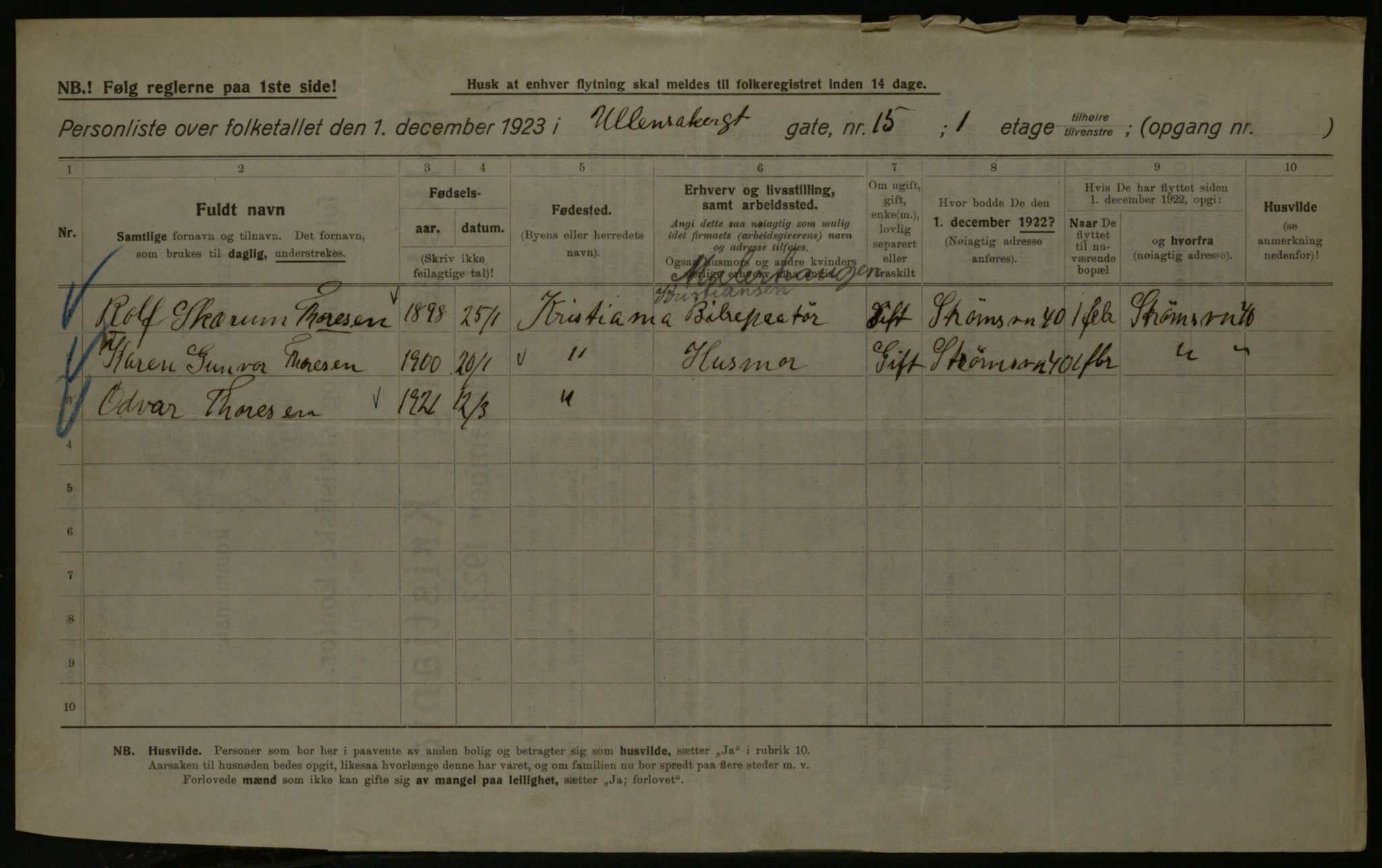 OBA, Kommunal folketelling 1.12.1923 for Kristiania, 1923, s. 131323