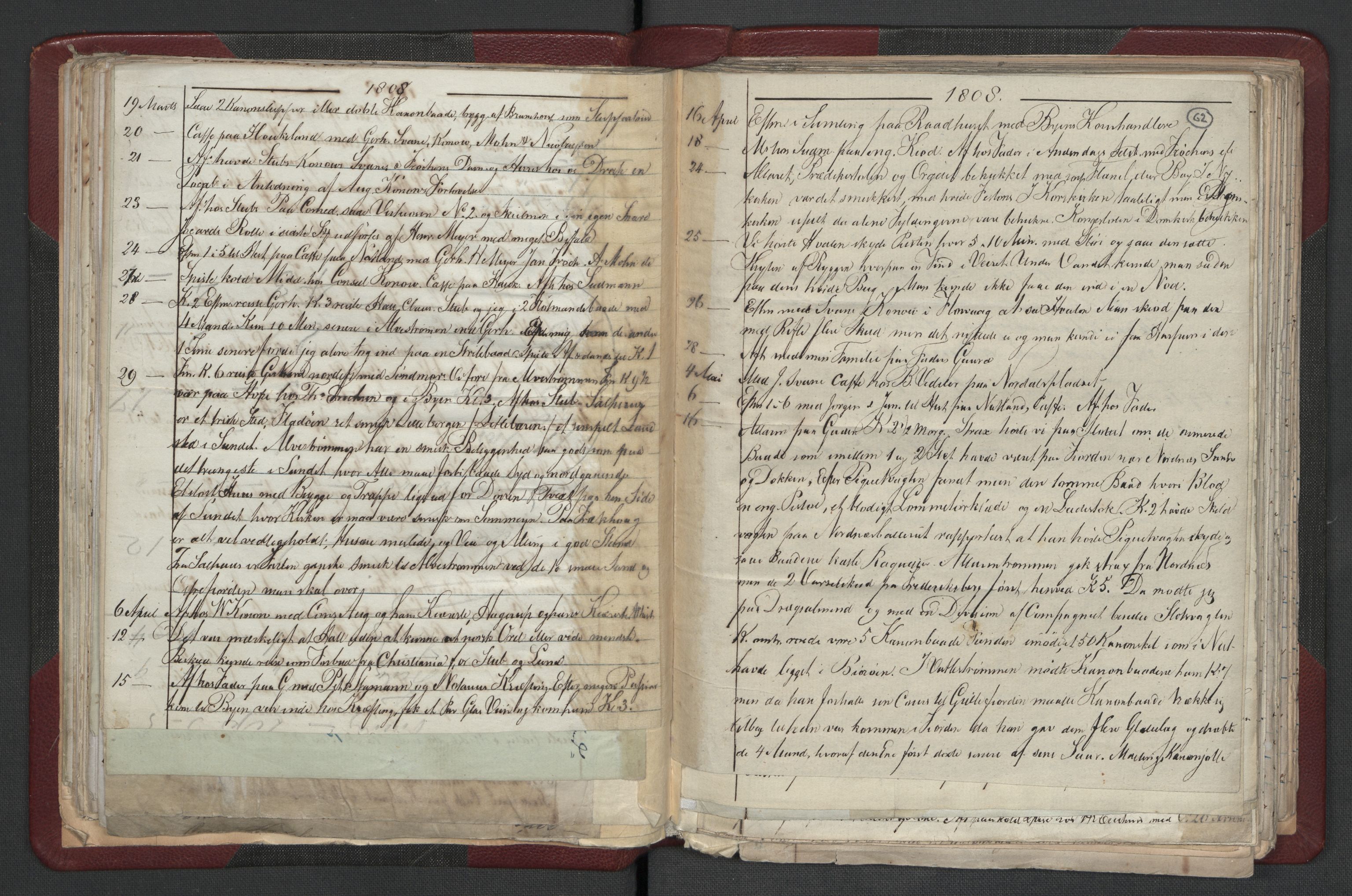 Meltzer, Fredrik, AV/RA-PA-0028/F/L0001: Dagbok for årene 1796-1808, 1811, 1817, 1796-1817, s. 61b-62a