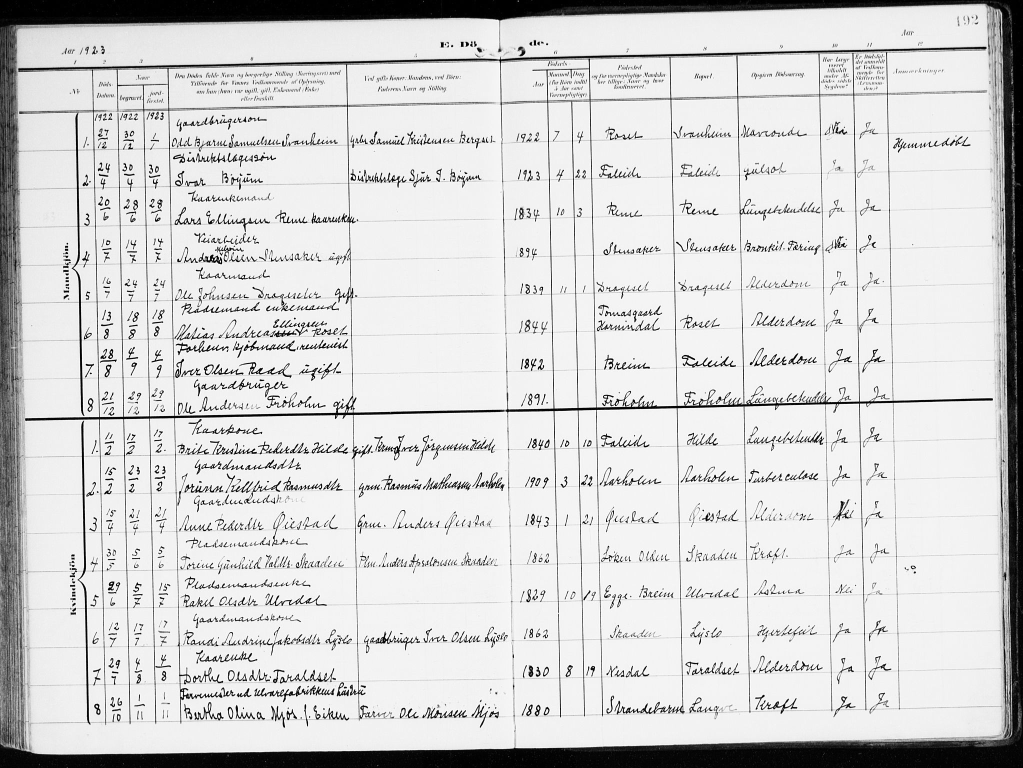 Innvik sokneprestembete, SAB/A-80501: Ministerialbok nr. B 2, 1903-1929, s. 192