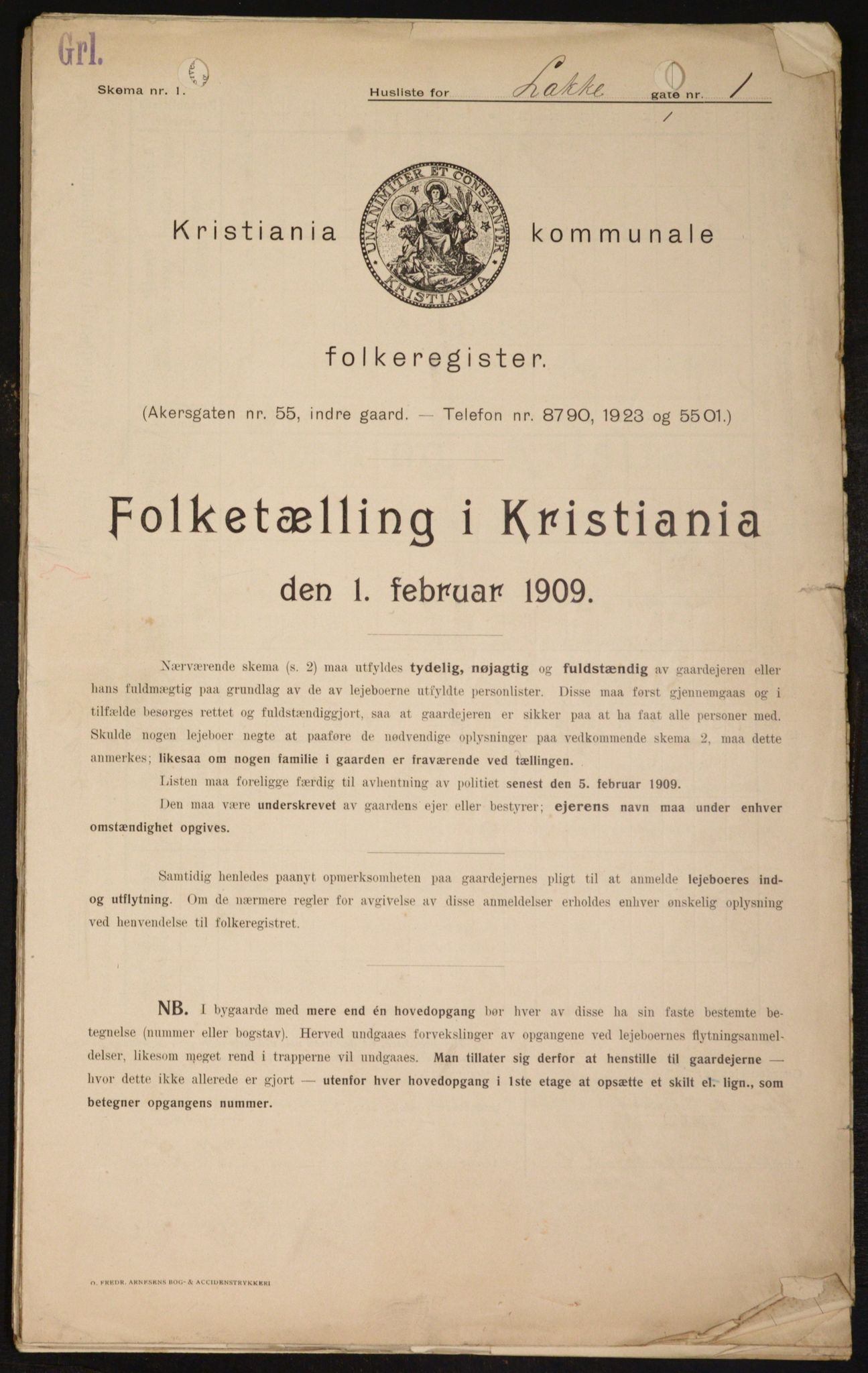 OBA, Kommunal folketelling 1.2.1909 for Kristiania kjøpstad, 1909, s. 50442