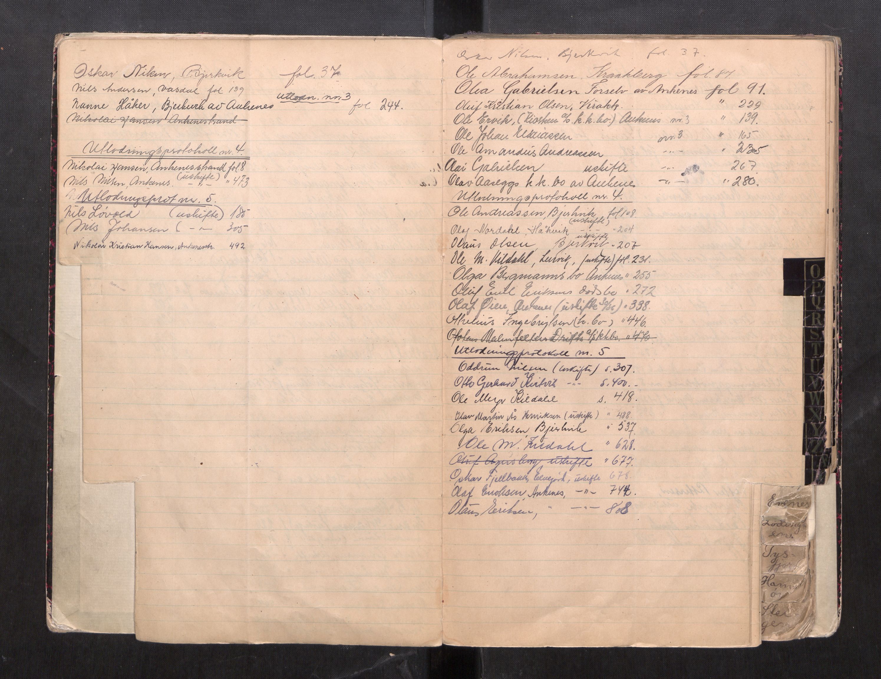 Steigen og Ofoten sorenskriveri, AV/SAT-A-0030/1/3/3C/L0002: Register til skifteslutningsprotokoll, 1917-1947