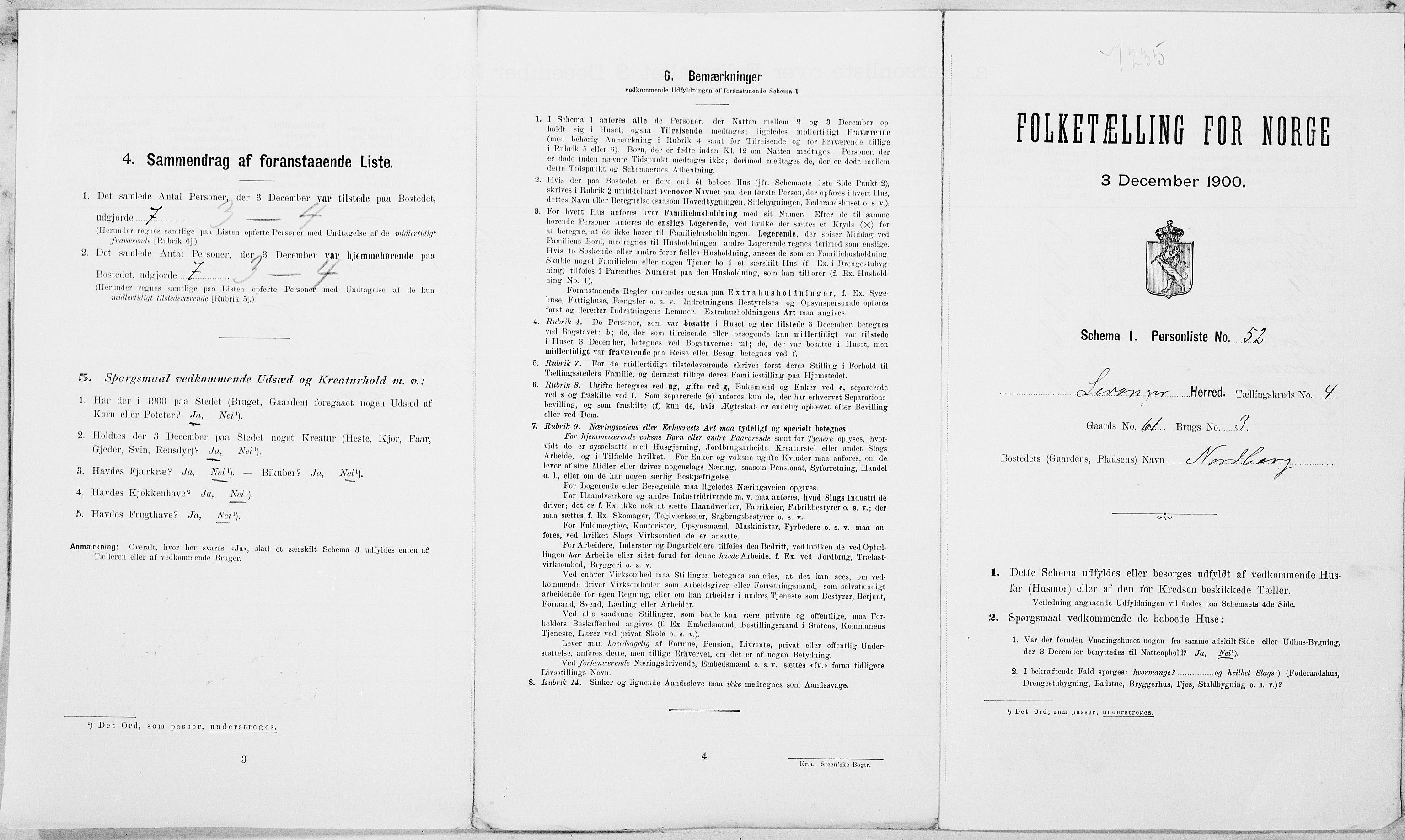 SAT, Folketelling 1900 for 1720 Levanger herred, 1900, s. 709