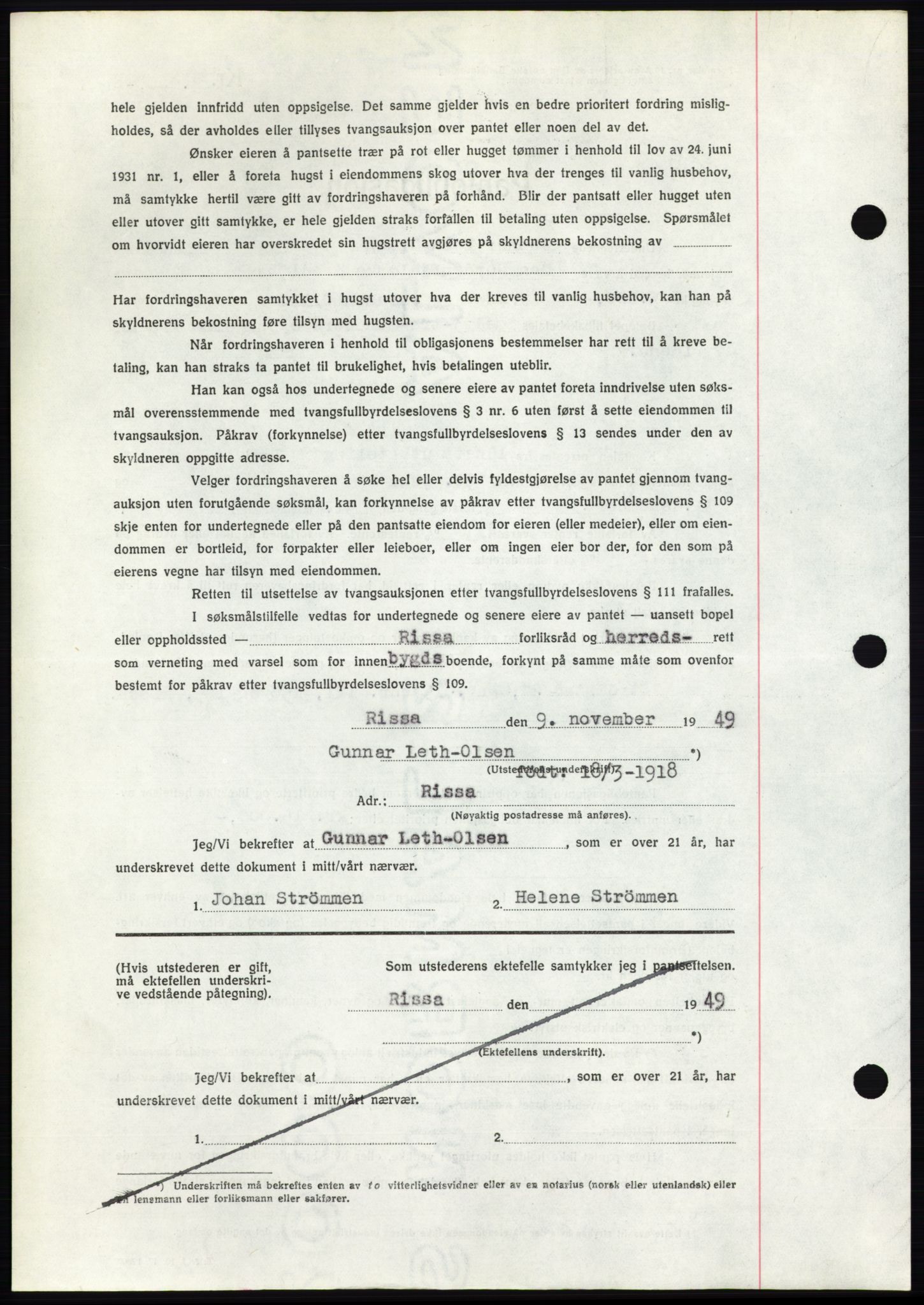 Fosen sorenskriveri, AV/SAT-A-1107/1/2/2C: Pantebok nr. B, 1948-1950, Dagboknr: 1770/1949