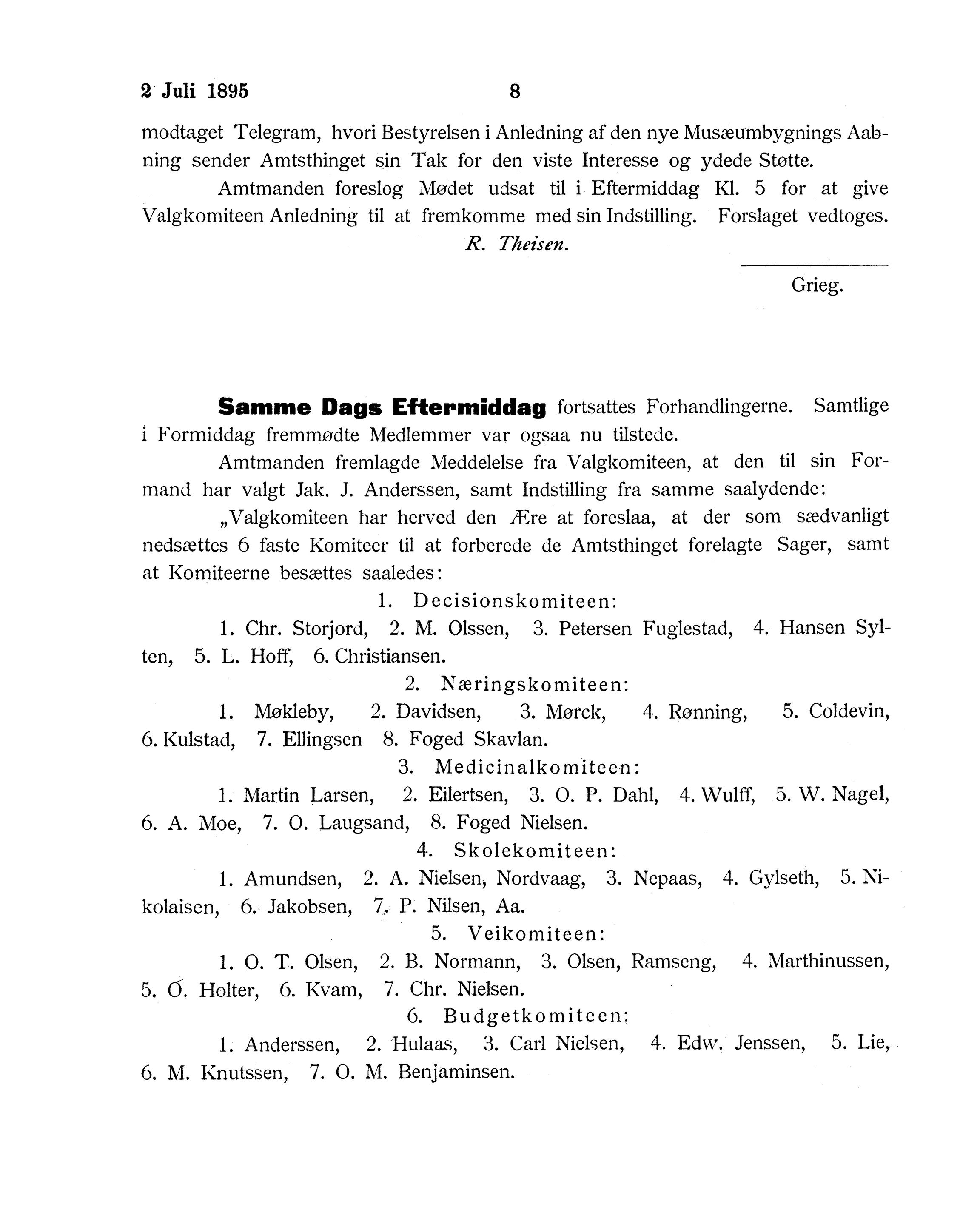 Nordland Fylkeskommune. Fylkestinget, AIN/NFK-17/176/A/Ac/L0018: Fylkestingsforhandlinger 1895, 1895