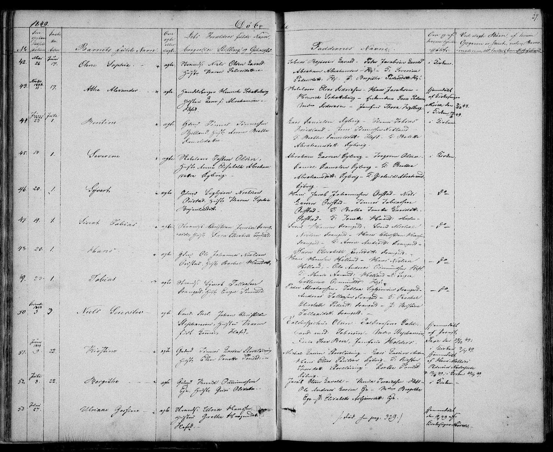 Flekkefjord sokneprestkontor, AV/SAK-1111-0012/F/Fb/Fbc/L0005: Klokkerbok nr. B 5, 1846-1866, s. 27