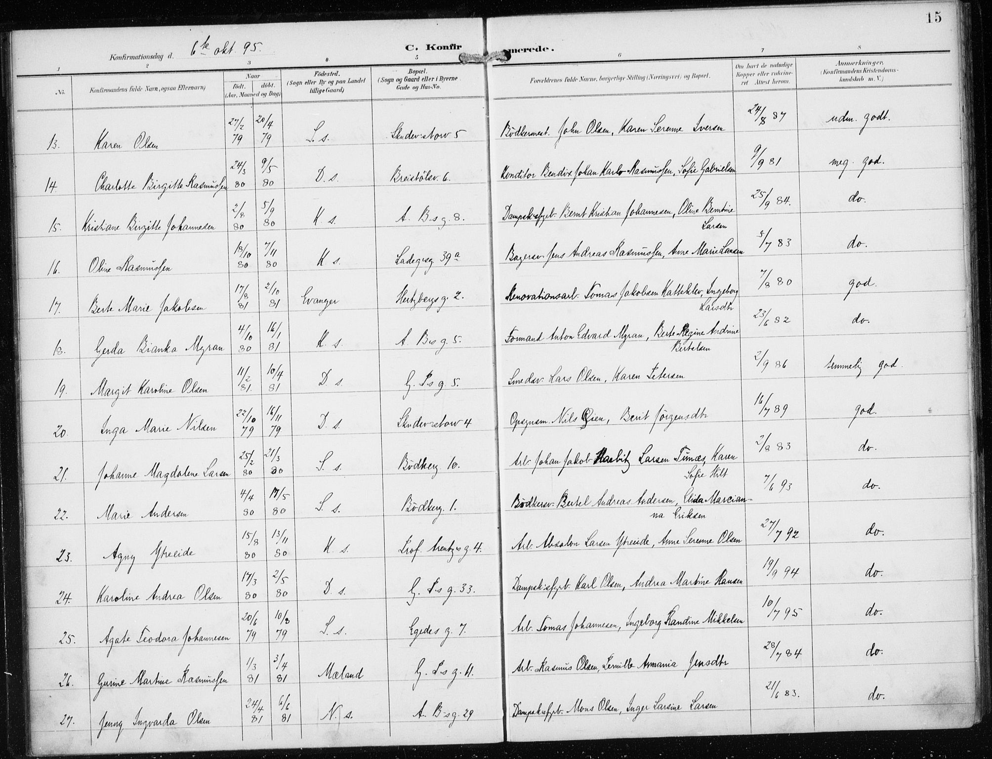 Sandviken Sokneprestembete, AV/SAB-A-77601/H/Ha/L0010: Ministerialbok nr. C 1, 1895-1905, s. 15