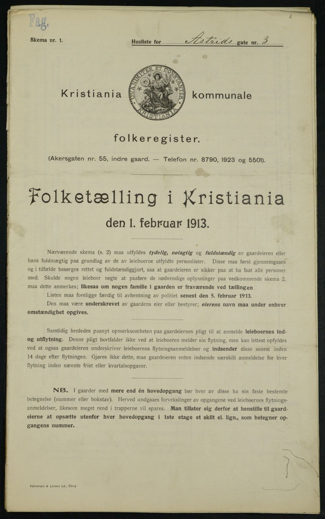 OBA, Kommunal folketelling 1.2.1913 for Kristiania, 1913, s. 17194