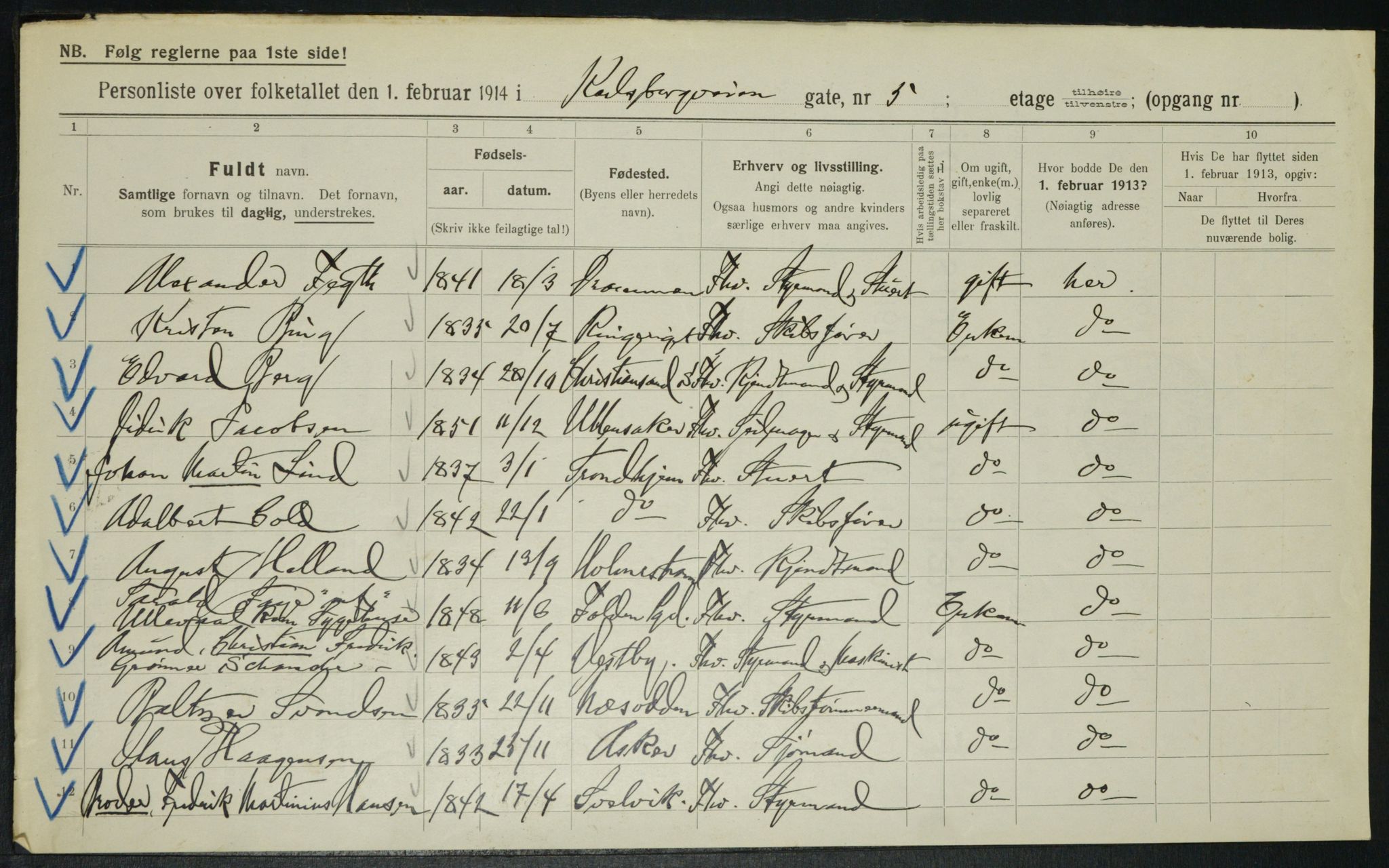 OBA, Kommunal folketelling 1.2.1914 for Kristiania, 1914, s. 48912