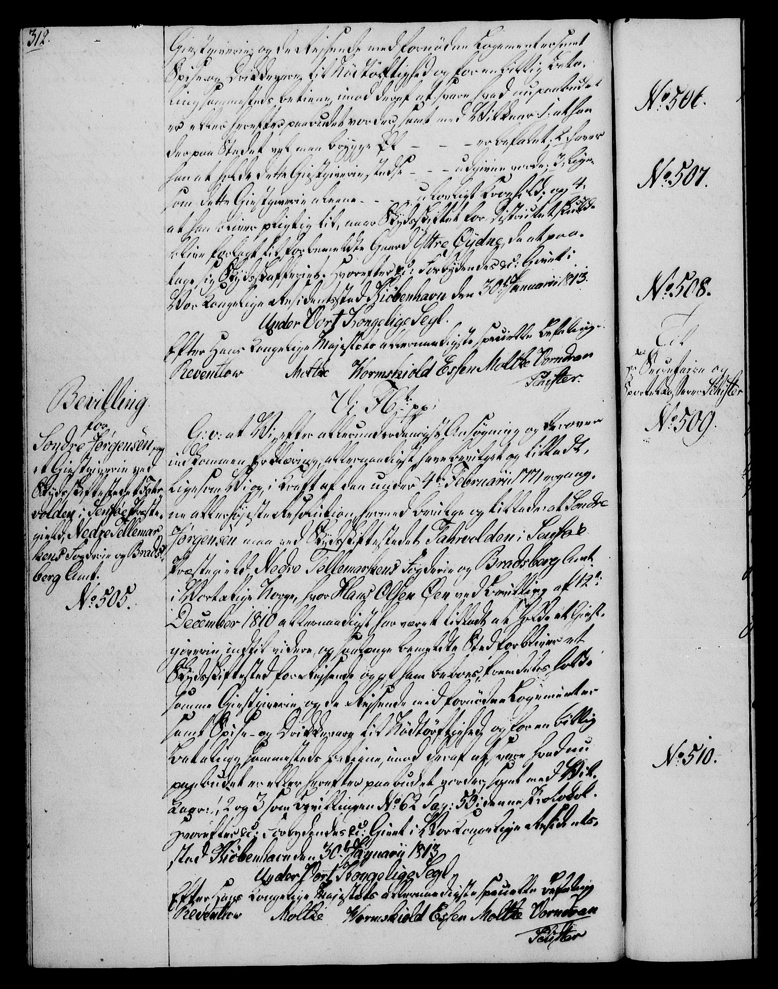 Rentekammeret, Kammerkanselliet, AV/RA-EA-3111/G/Gg/Gga/L0020: Norsk ekspedisjonsprotokoll med register (merket RK 53.20), 1811-1814, s. 312