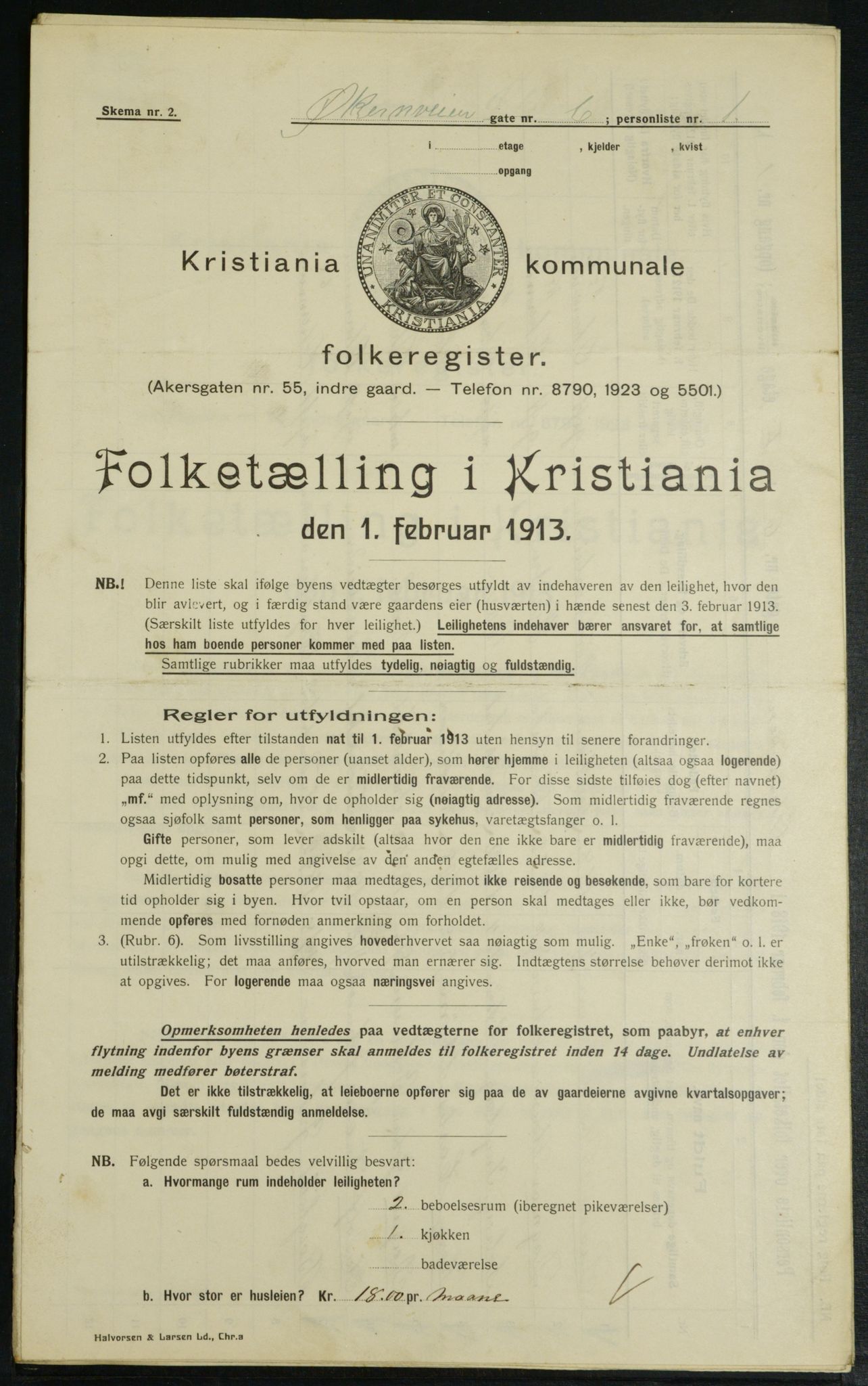 OBA, Kommunal folketelling 1.2.1913 for Kristiania, 1913, s. 128692