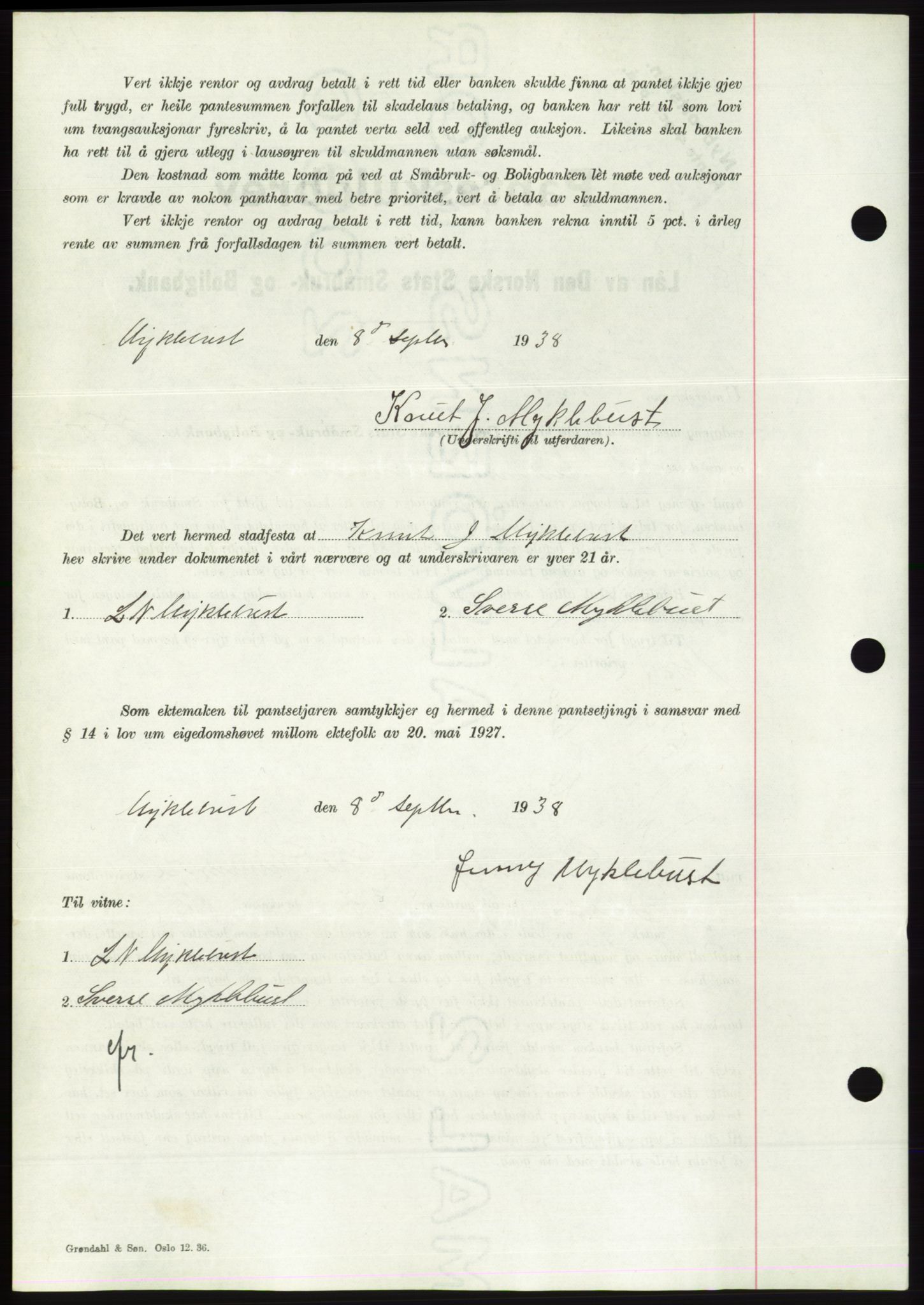 Søre Sunnmøre sorenskriveri, AV/SAT-A-4122/1/2/2C/L0066: Pantebok nr. 60, 1938-1938, Dagboknr: 1268/1938