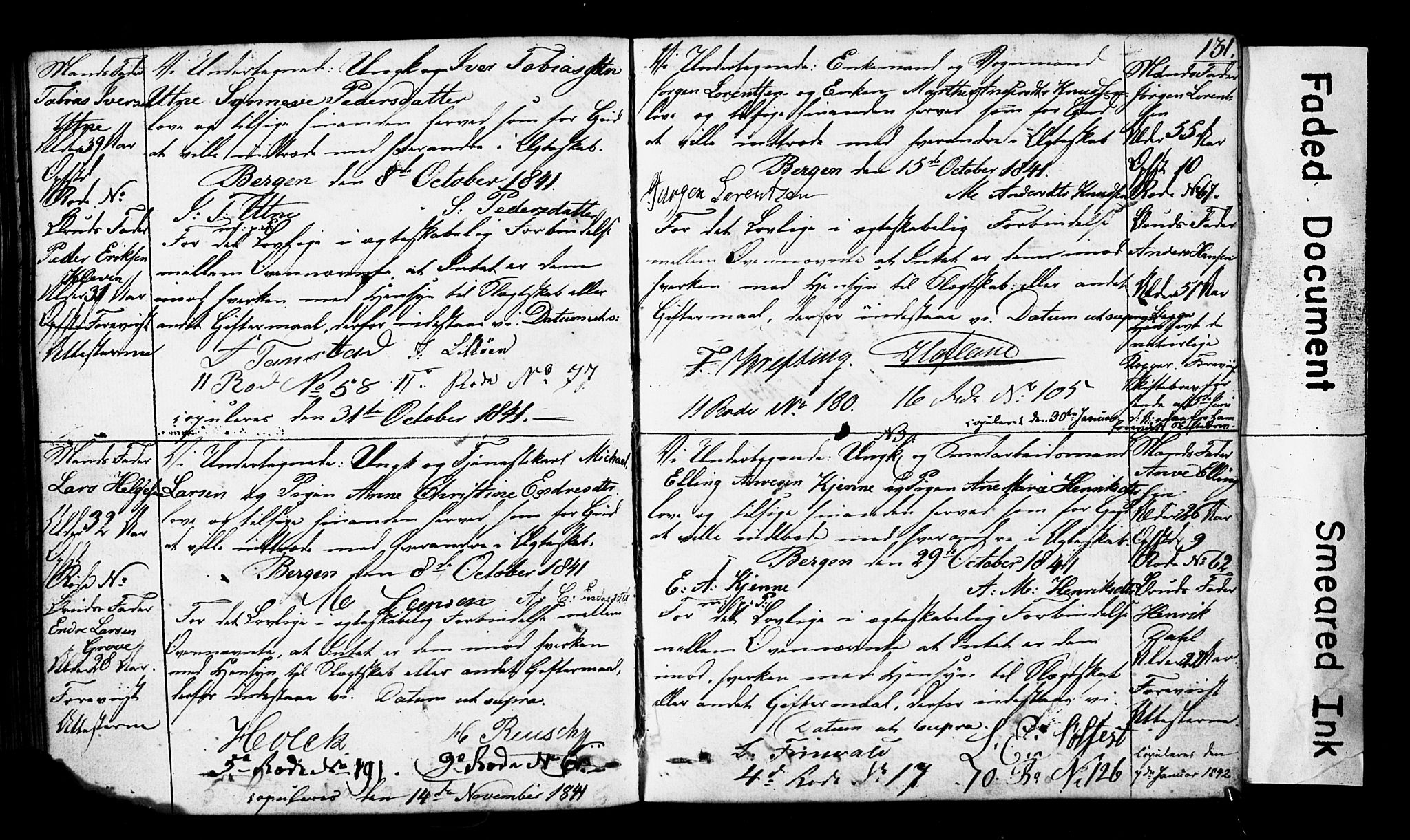 Domkirken sokneprestembete, SAB/A-74801: Forlovererklæringer nr. II.5.3, 1832-1845, s. 131