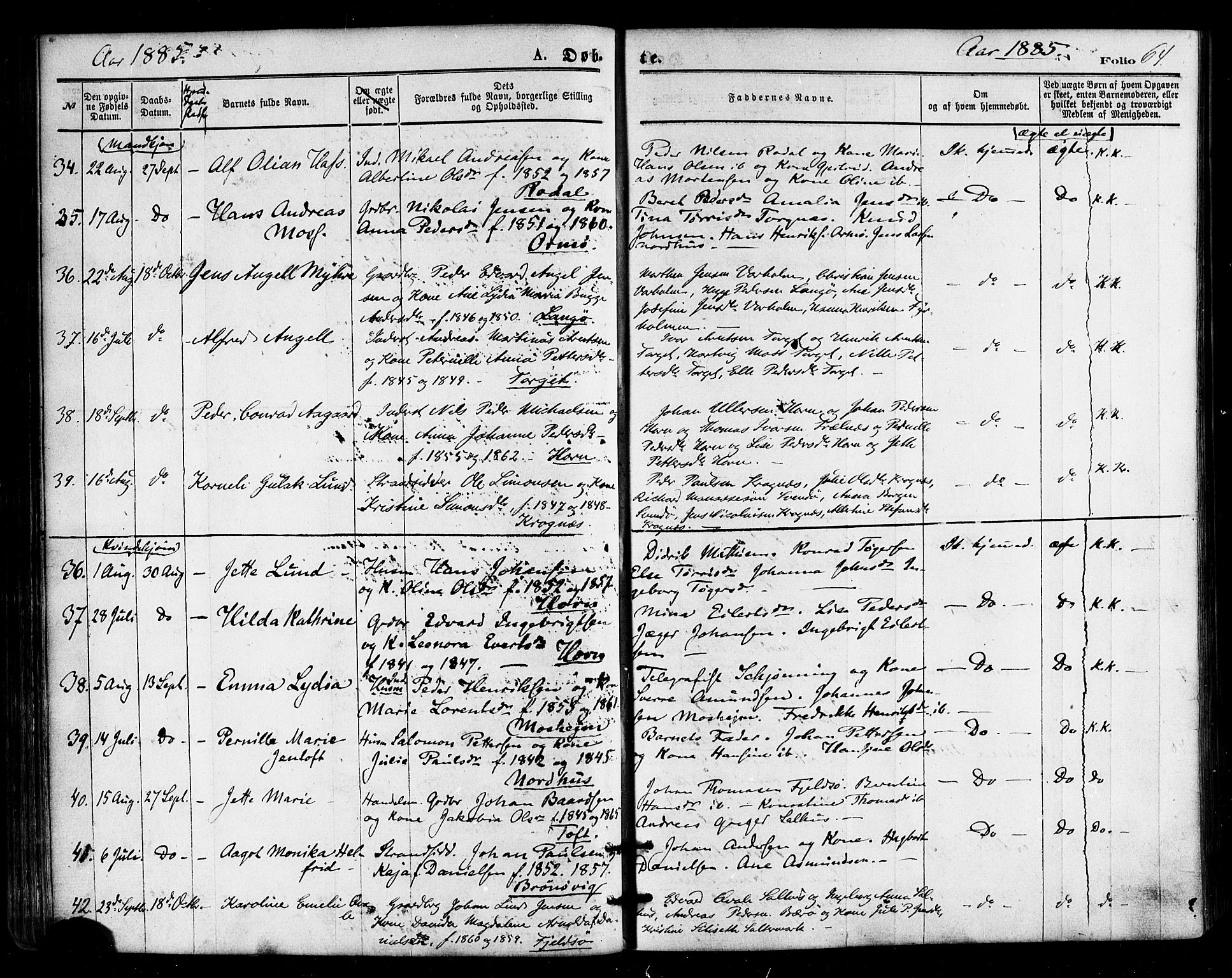 Ministerialprotokoller, klokkerbøker og fødselsregistre - Nordland, AV/SAT-A-1459/813/L0199: Ministerialbok nr. 813A09, 1875-1885, s. 64