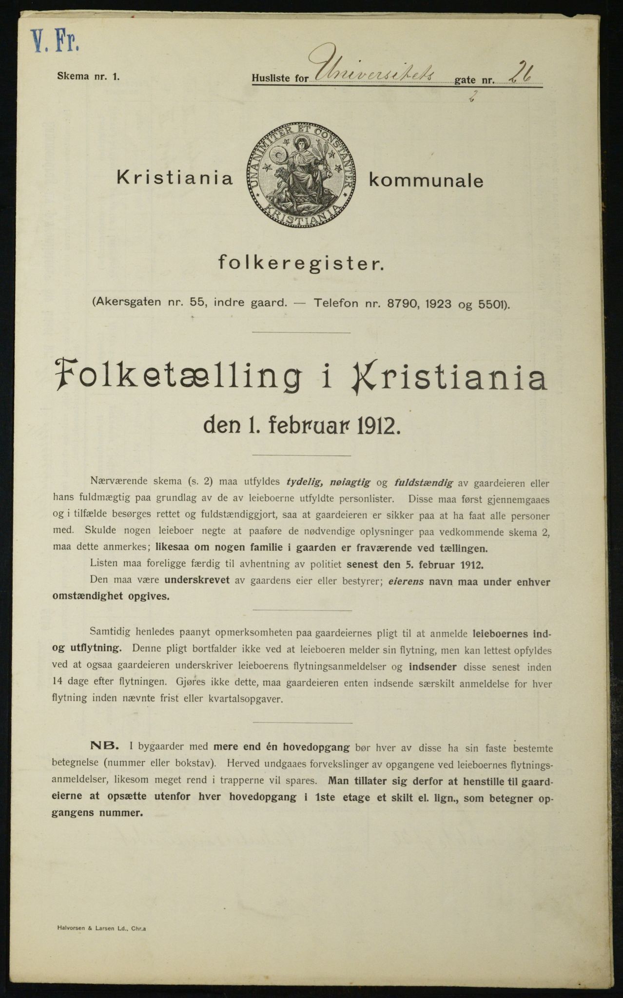 OBA, Kommunal folketelling 1.2.1912 for Kristiania, 1912, s. 120183