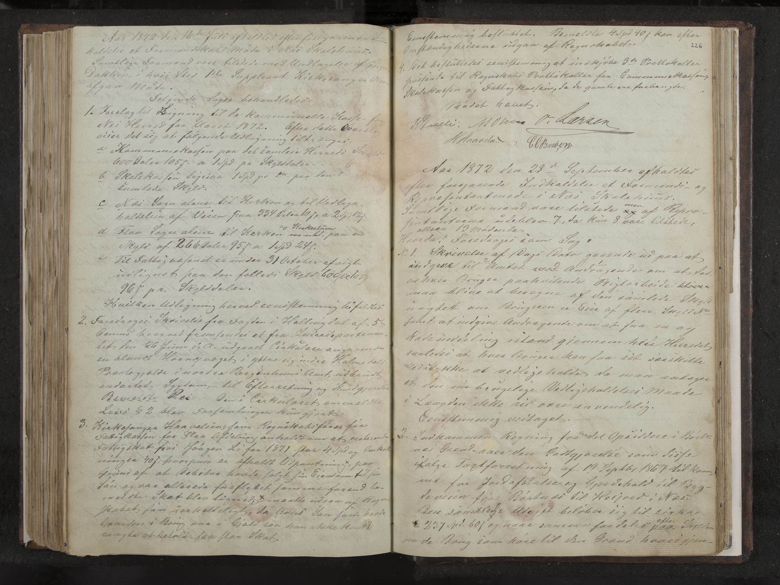 Nes formannskap og sentraladministrasjon, IKAK/0616021-1/A/Aa/L0001: Møtebok med register, 1838-1875, s. 226