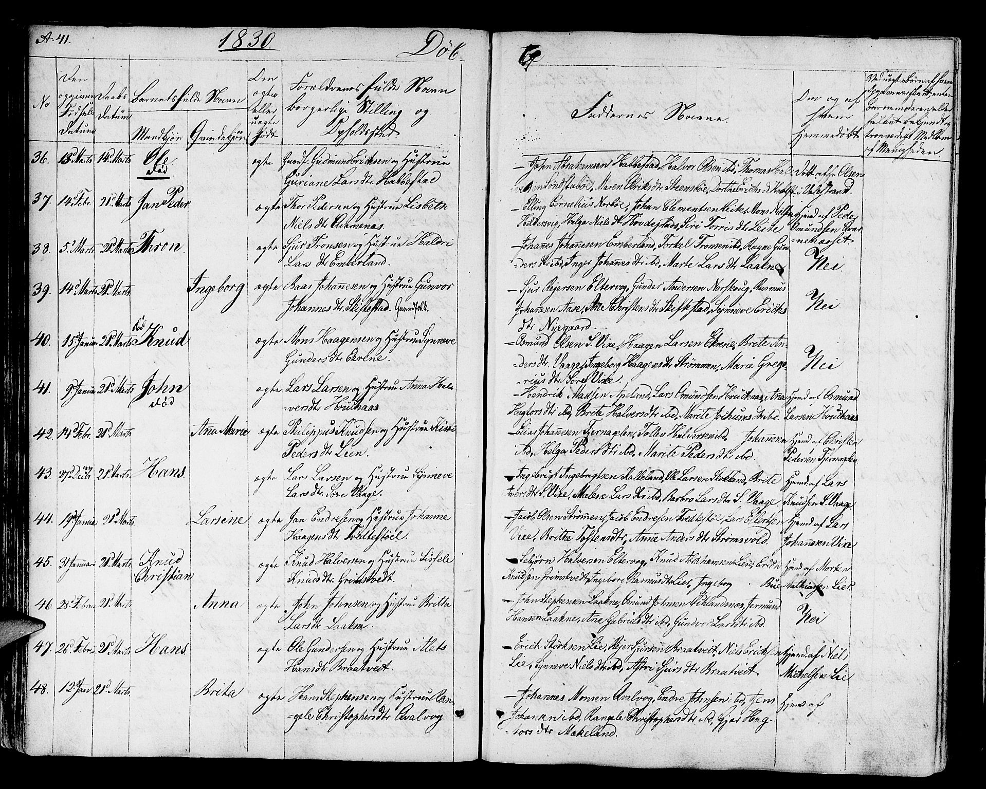 Finnås sokneprestembete, AV/SAB-A-99925/H/Ha/Haa/Haaa/L0005: Ministerialbok nr. A 5, 1823-1835, s. 41