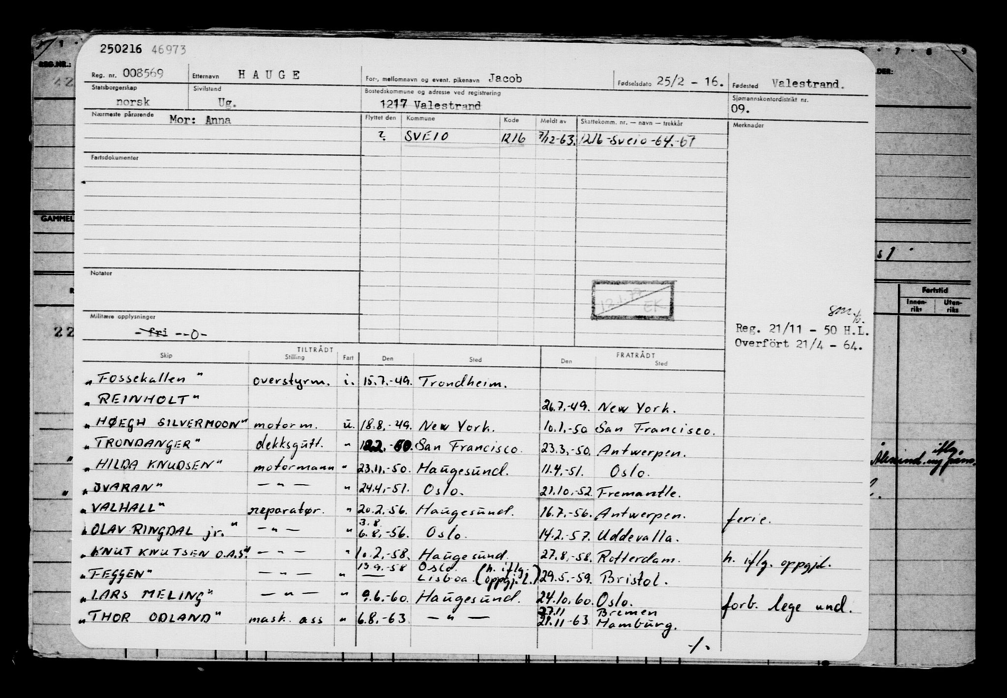 Direktoratet for sjømenn, AV/RA-S-3545/G/Gb/L0137: Hovedkort, 1916, s. 91