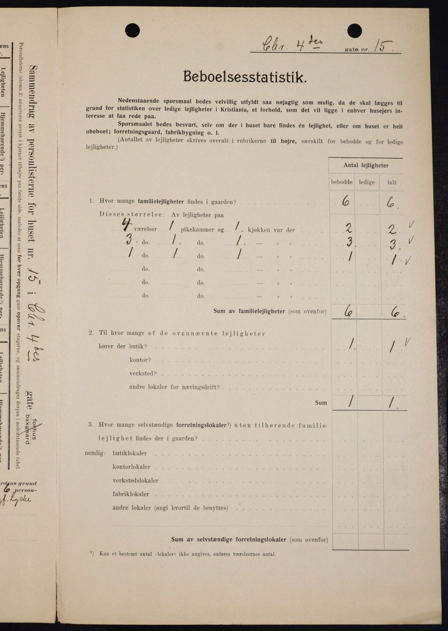 OBA, Kommunal folketelling 1.2.1909 for Kristiania kjøpstad, 1909, s. 49701