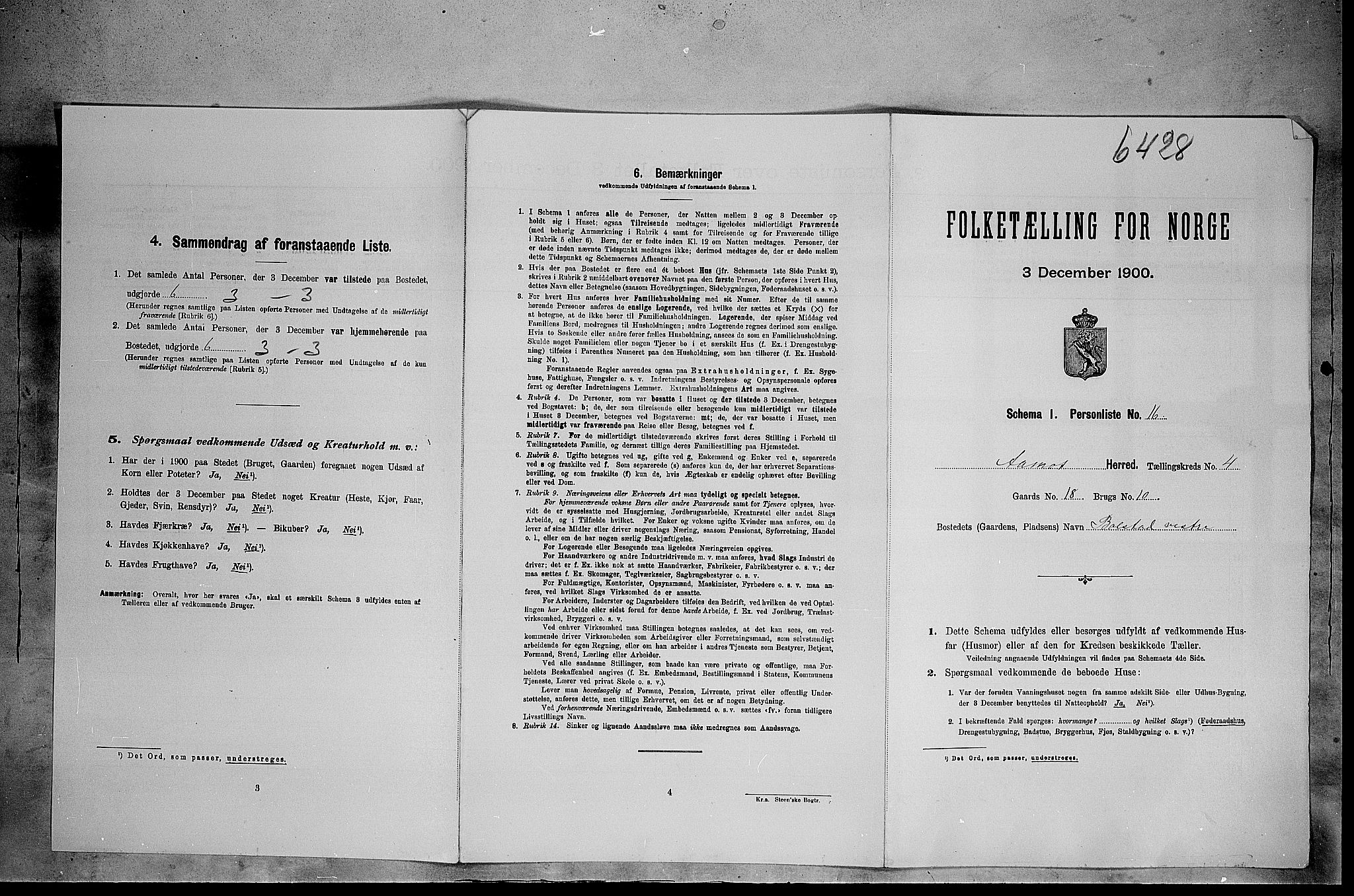 SAH, Folketelling 1900 for 0429 Åmot herred, 1900, s. 498