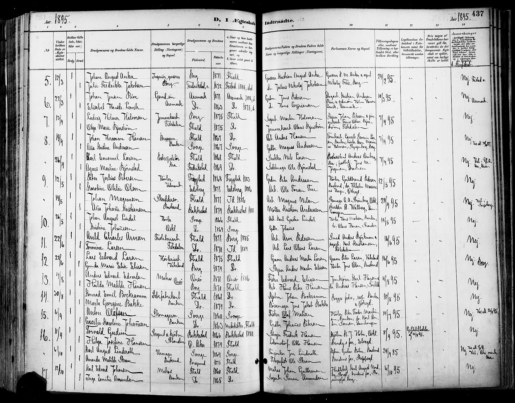 Halden prestekontor Kirkebøker, SAO/A-10909/F/Fa/L0013: Ministerialbok nr. I 13, 1890-1906, s. 437