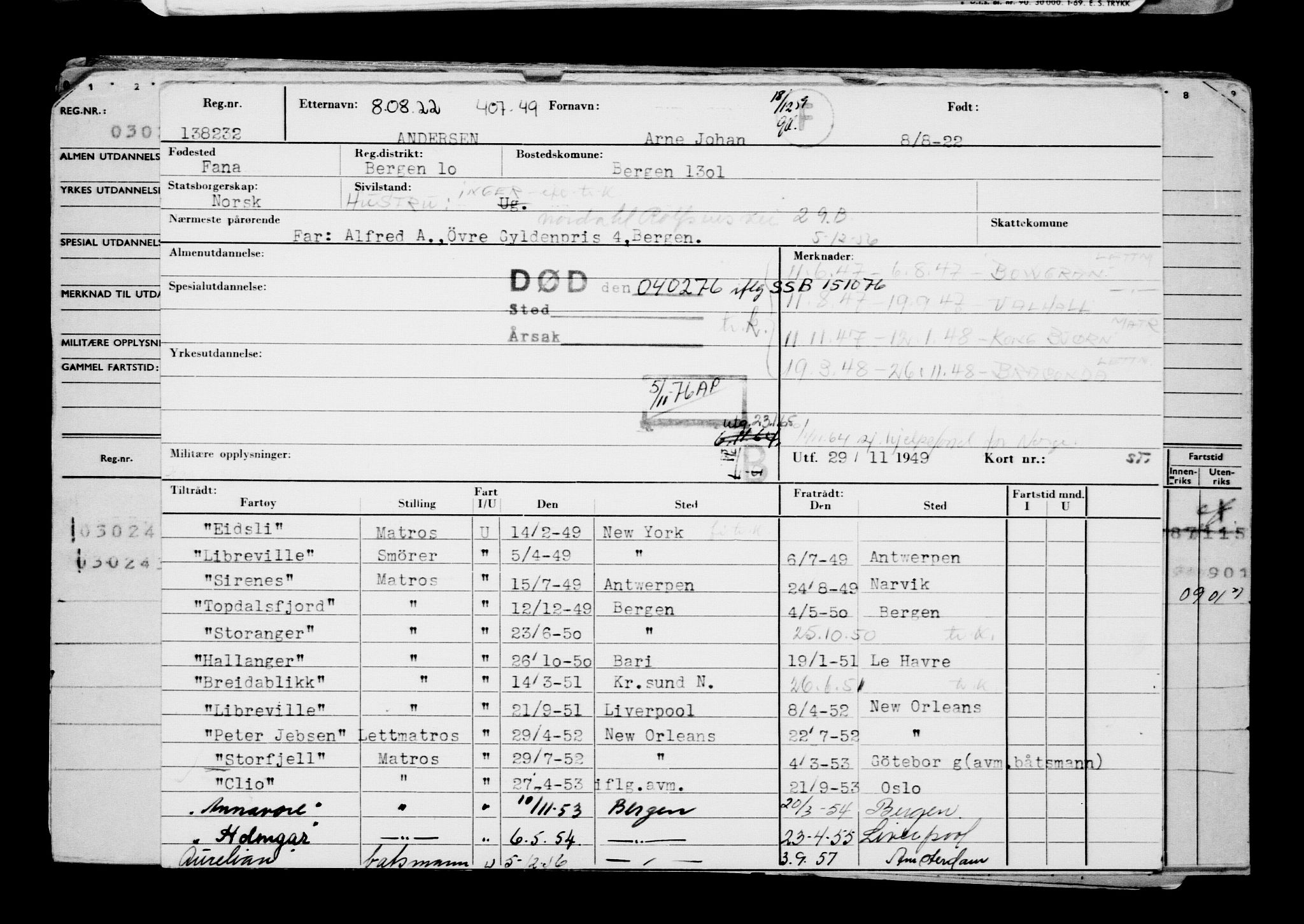 Direktoratet for sjømenn, AV/RA-S-3545/G/Gb/L0209: Hovedkort, 1922, s. 439