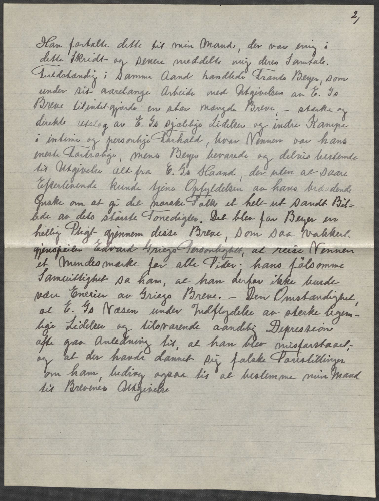 Beyer, Frants, AV/RA-PA-0132/F/L0001: Brev fra Edvard Grieg til Frantz Beyer og "En del optegnelser som kan tjene til kommentar til brevene" av Marie Beyer, 1872-1907, s. 10