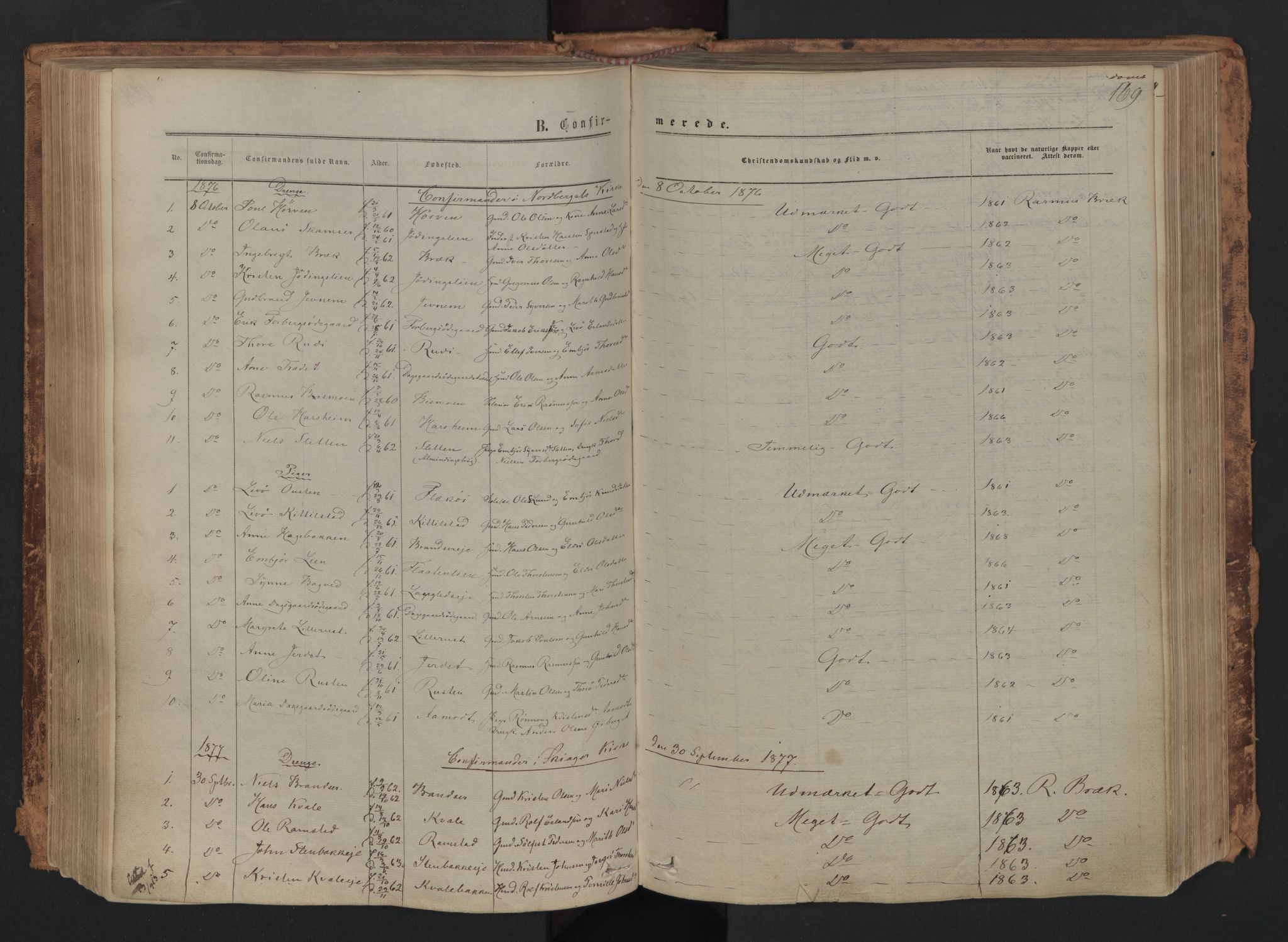 Skjåk prestekontor, AV/SAH-PREST-072/H/Ha/Haa/L0001: Ministerialbok nr. 1, 1863-1879, s. 169