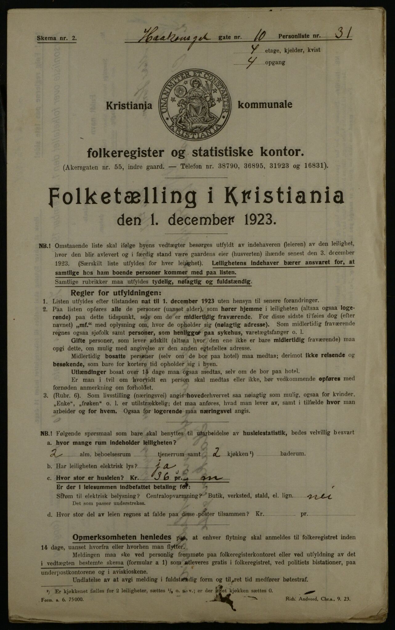 OBA, Kommunal folketelling 1.12.1923 for Kristiania, 1923, s. 47606