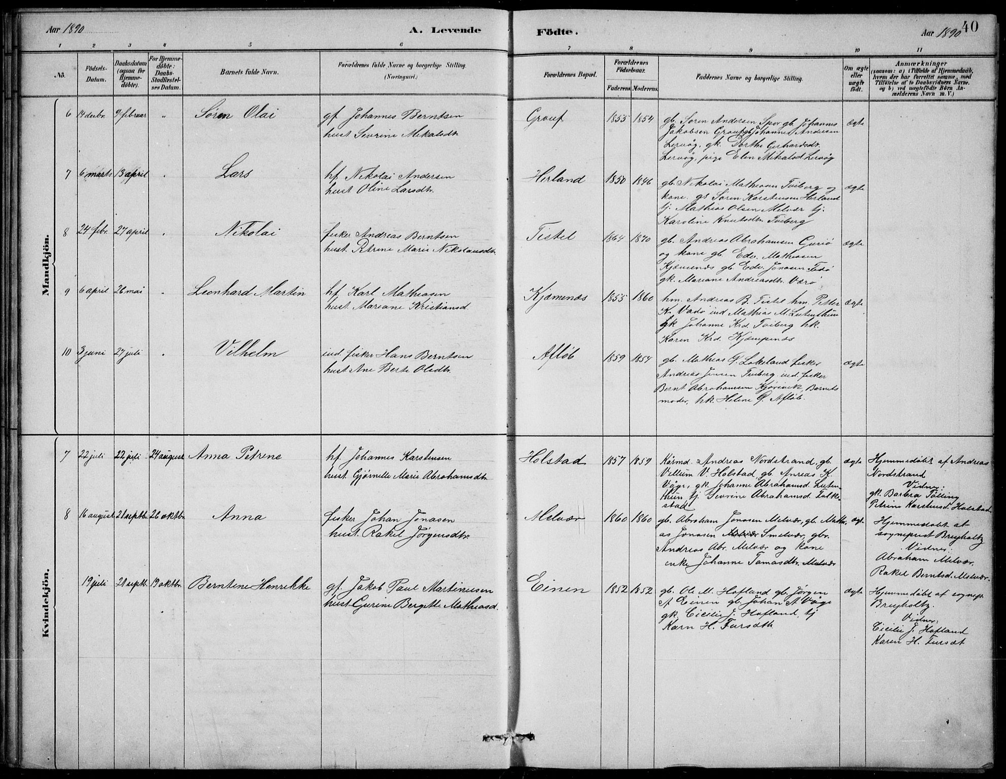 Askvoll sokneprestembete, AV/SAB-A-79501/H/Hab/Habb/L0001: Klokkerbok nr. B 1, 1879-1909, s. 40