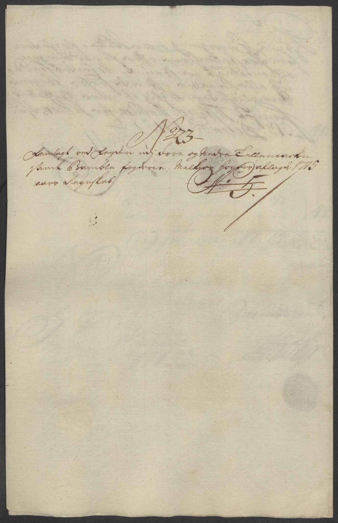 Rentekammeret inntil 1814, Reviderte regnskaper, Fogderegnskap, AV/RA-EA-4092/R36/L2127: Fogderegnskap Øvre og Nedre Telemark og Bamble, 1715, s. 249