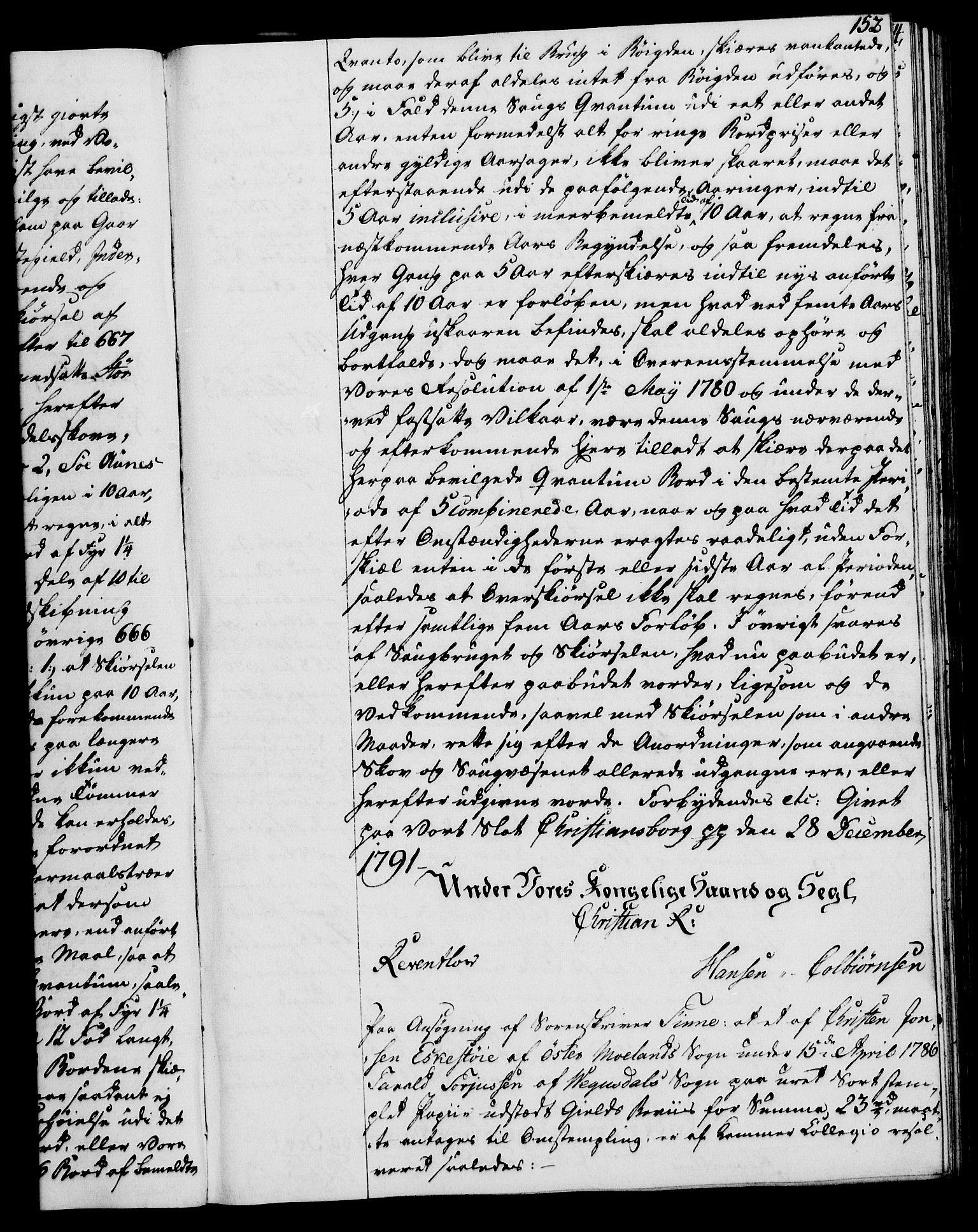 Rentekammeret, Kammerkanselliet, RA/EA-3111/G/Gg/Gga/L0015: Norsk ekspedisjonsprotokoll med register (merket RK 53.15), 1790-1791, s. 152