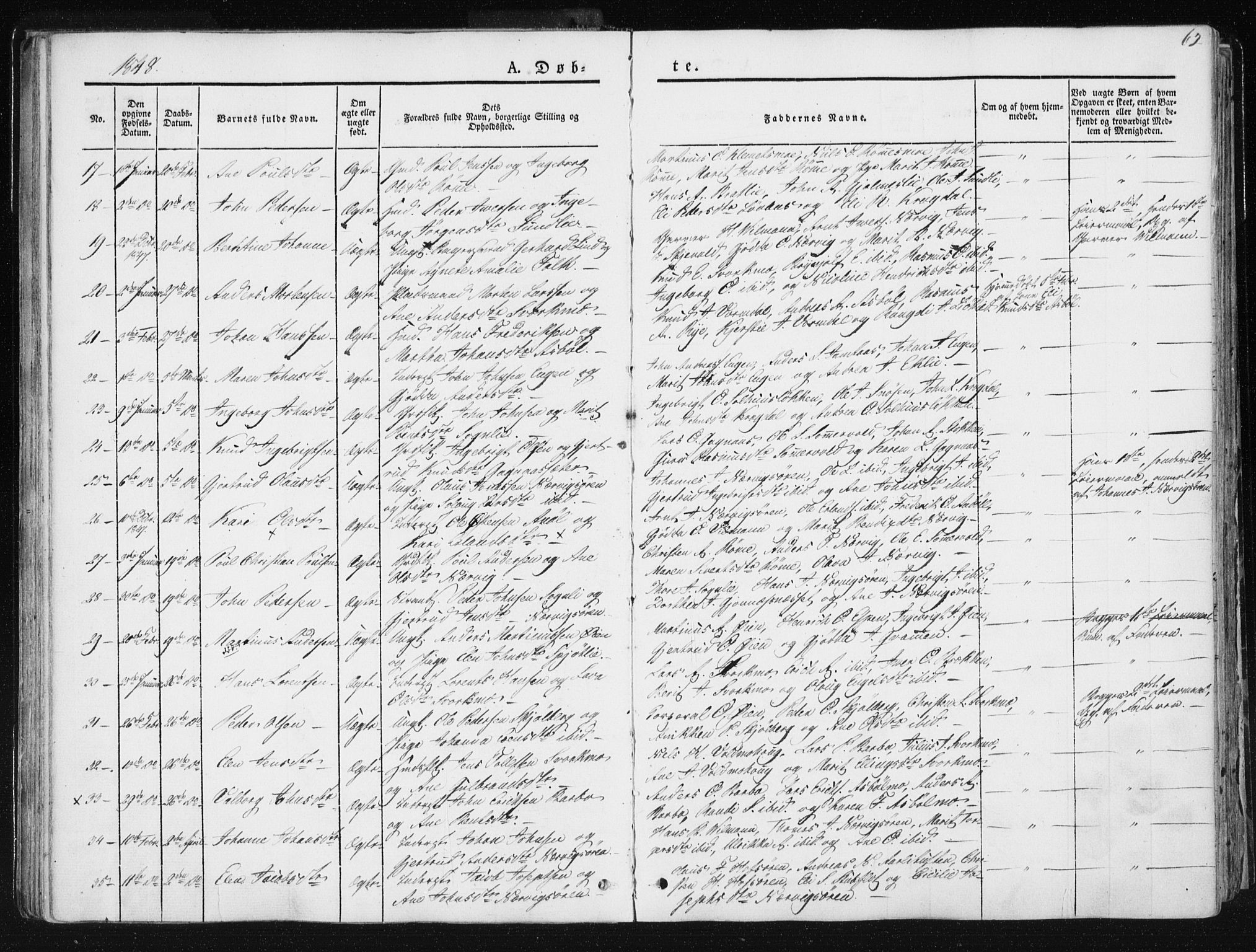 Ministerialprotokoller, klokkerbøker og fødselsregistre - Sør-Trøndelag, SAT/A-1456/668/L0805: Ministerialbok nr. 668A05, 1840-1853, s. 62