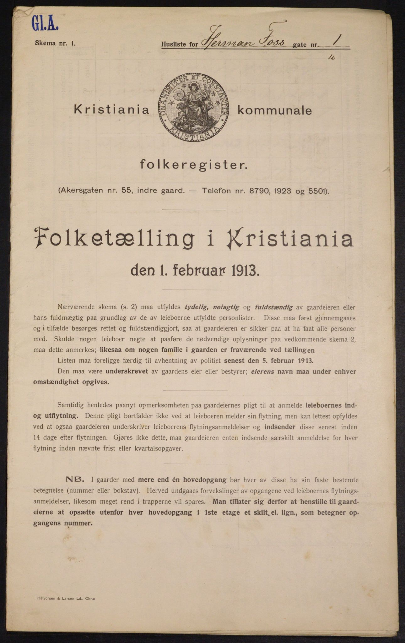 OBA, Kommunal folketelling 1.2.1913 for Kristiania, 1913, s. 38368
