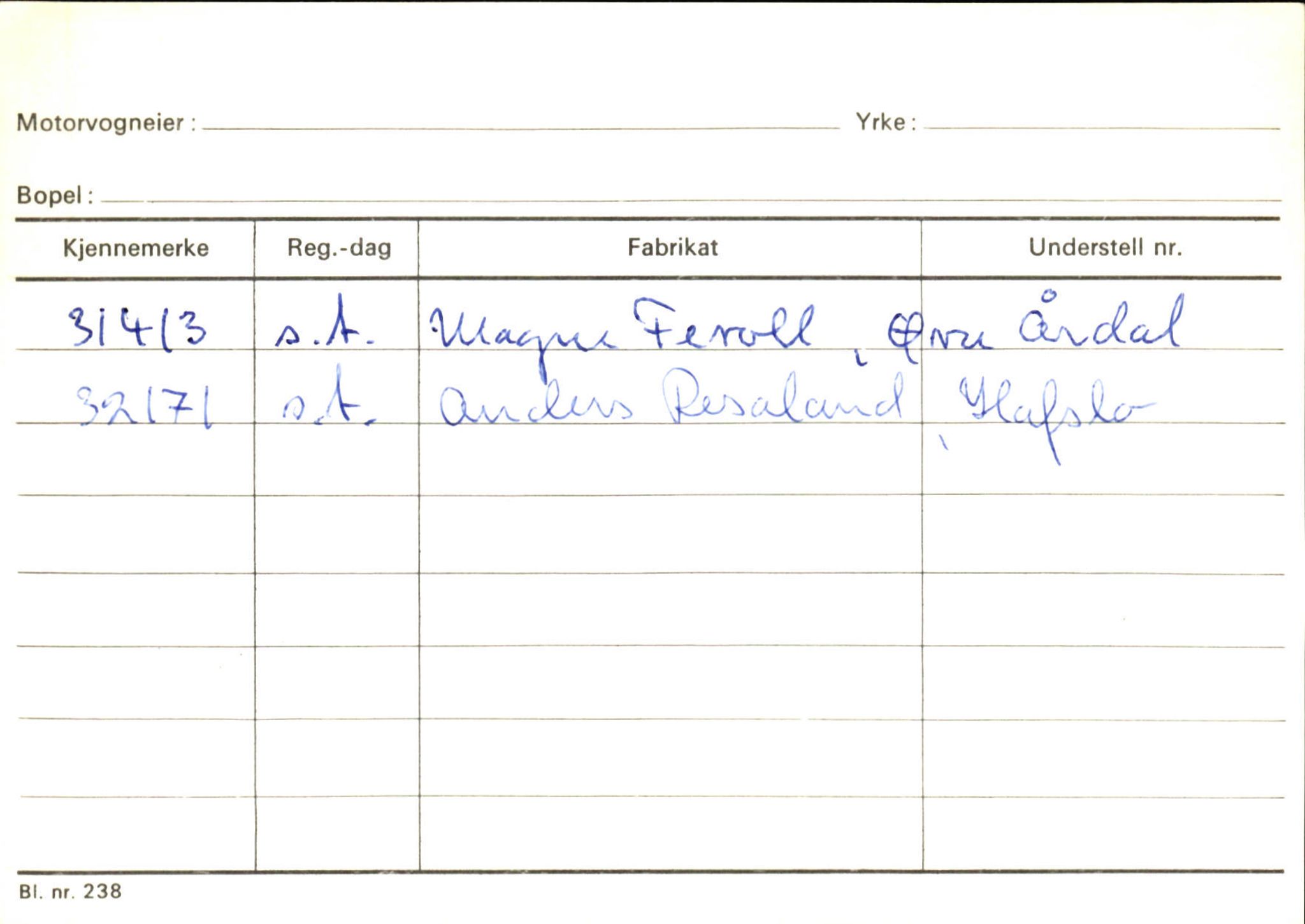 Statens vegvesen, Sogn og Fjordane vegkontor, AV/SAB-A-5301/4/F/L0124: Eigarregister Sogndal A-U, 1945-1975, s. 86