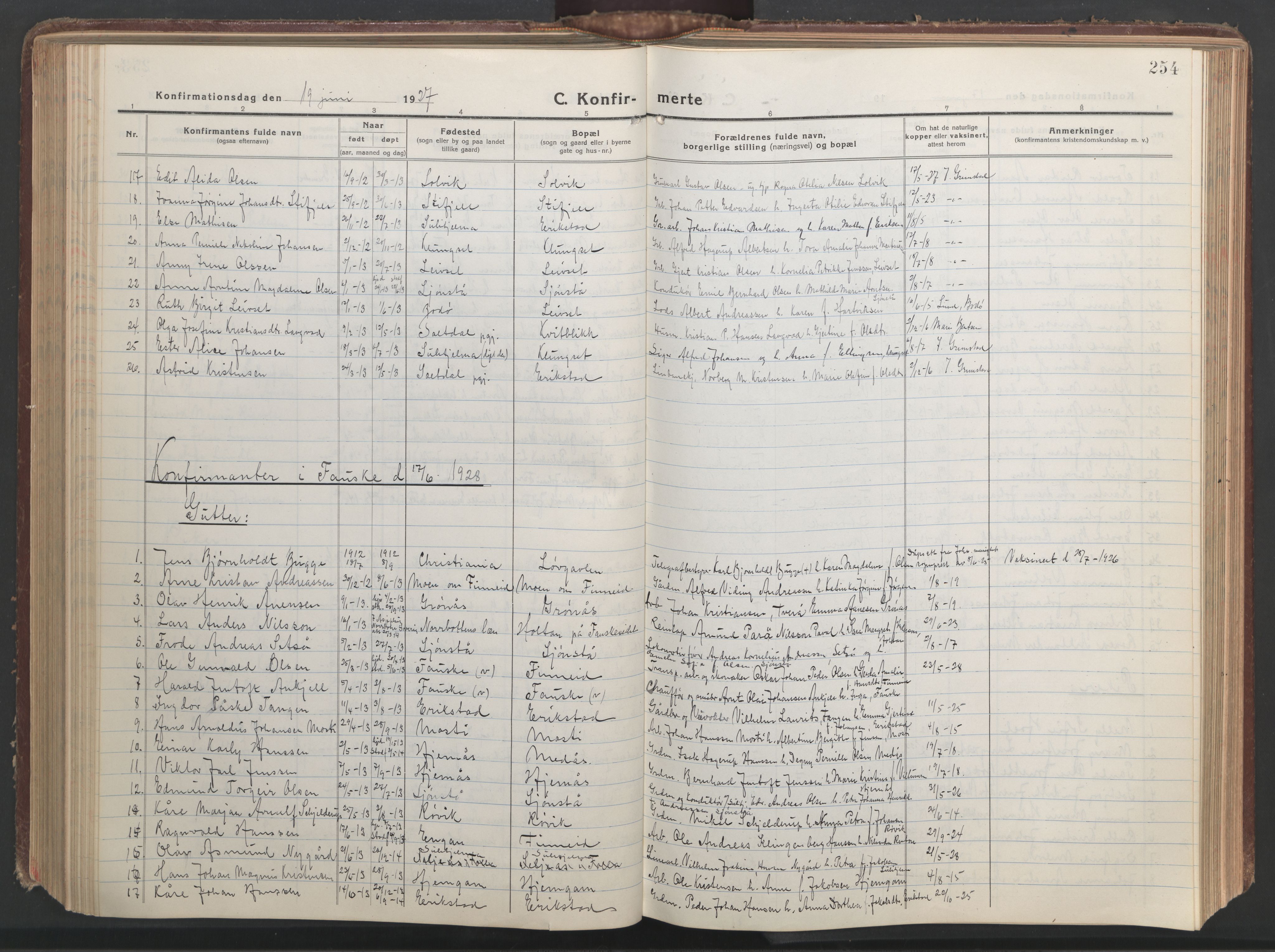 Ministerialprotokoller, klokkerbøker og fødselsregistre - Nordland, AV/SAT-A-1459/849/L0700: Klokkerbok nr. 849C01, 1919-1946, s. 254