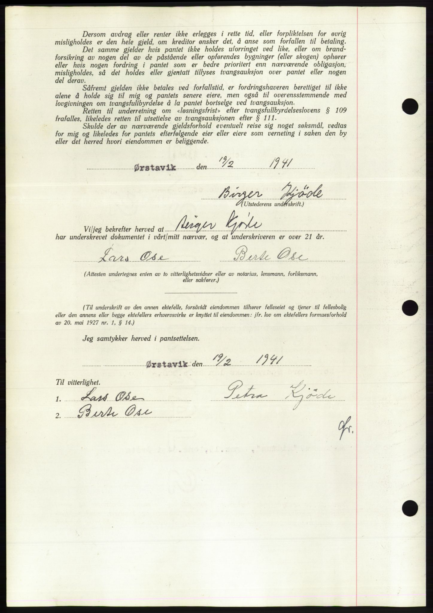 Søre Sunnmøre sorenskriveri, AV/SAT-A-4122/1/2/2C/L0071: Pantebok nr. 65, 1941-1941, Dagboknr: 220/1941