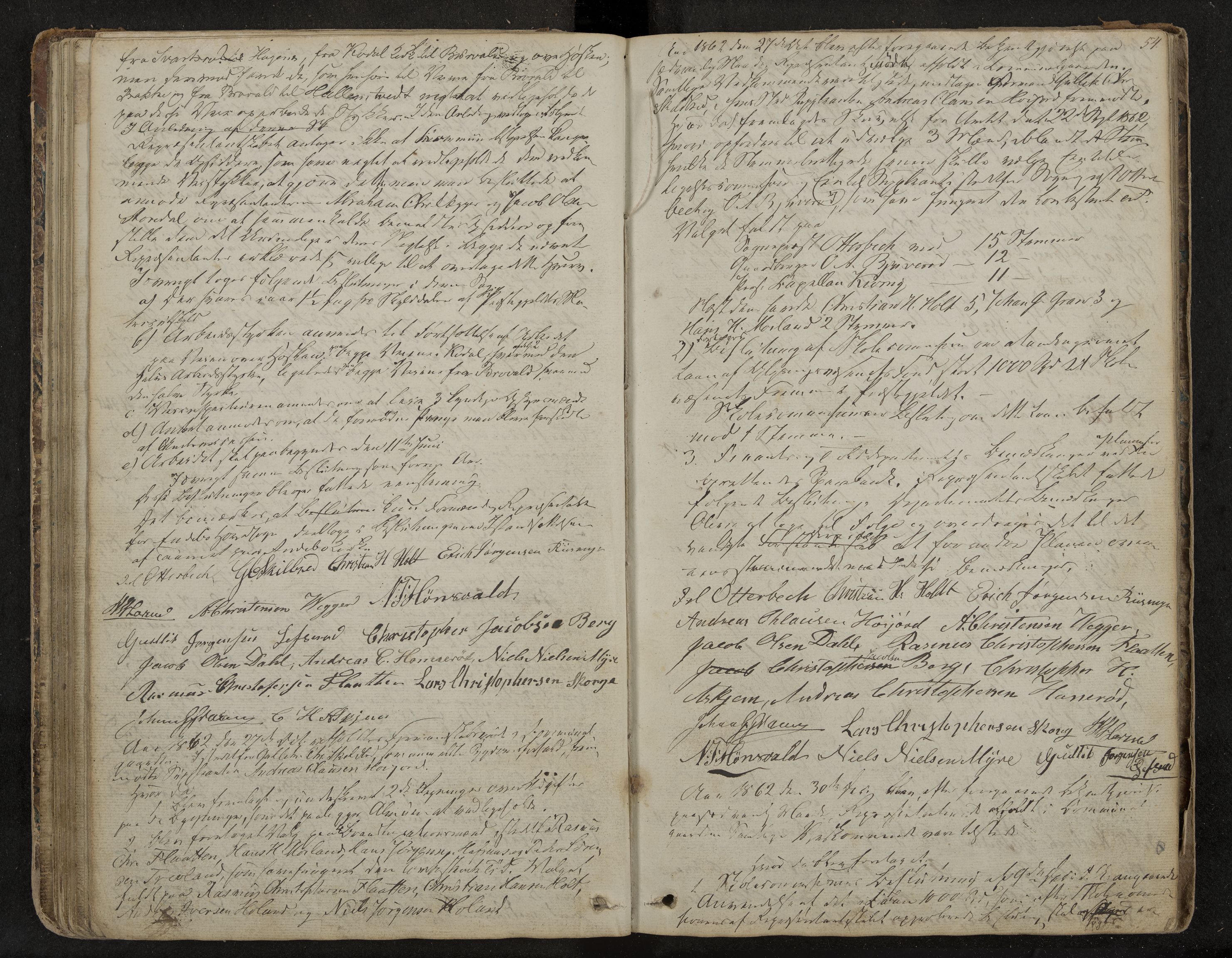 Andebu formannskap og sentraladministrasjon, IKAK/0719021-1/A/Aa/L0001: Møtebok med register, 1837-1869, s. 54