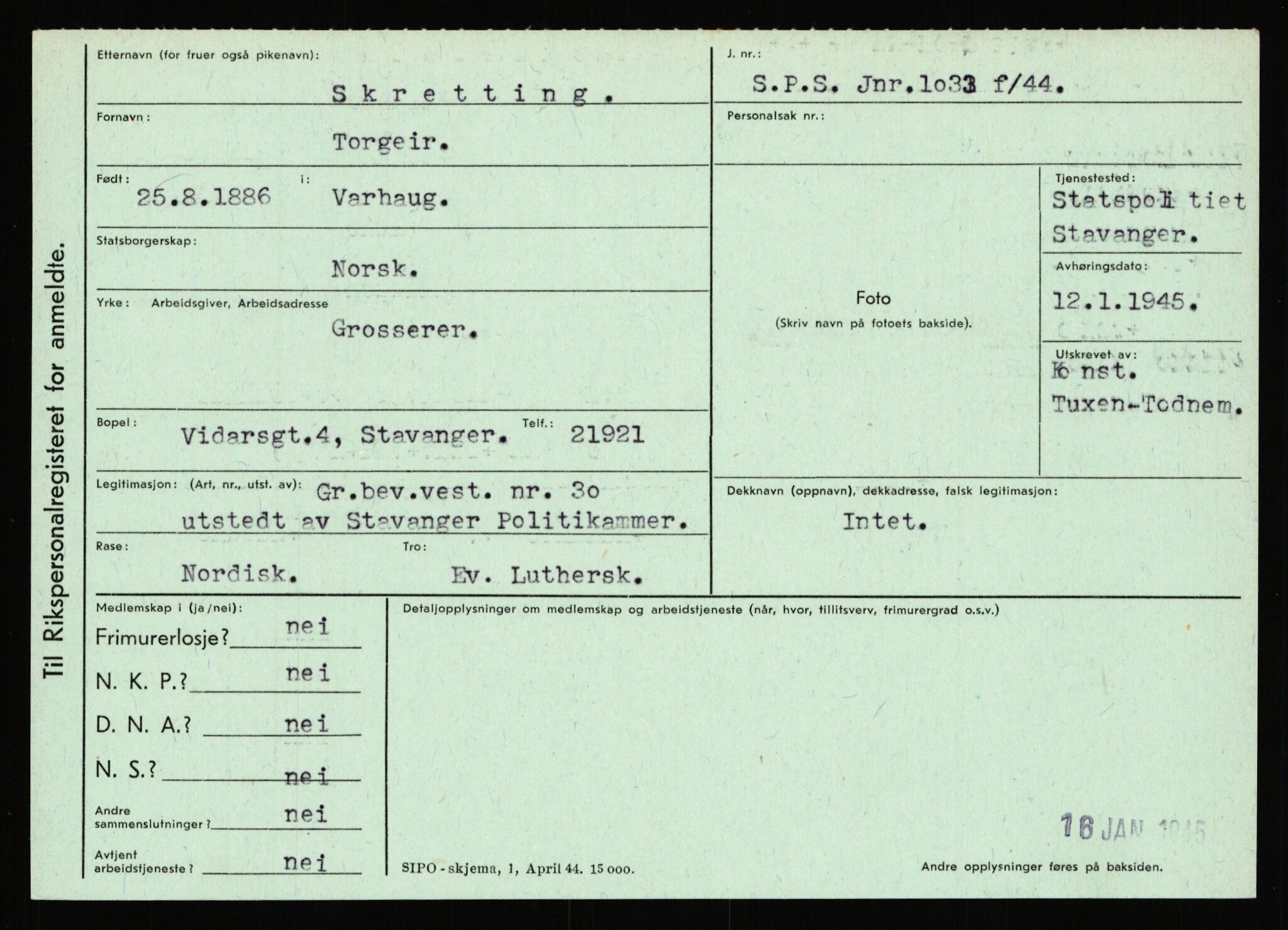 Statspolitiet - Hovedkontoret / Osloavdelingen, AV/RA-S-1329/C/Ca/L0014: Seterlien - Svartås, 1943-1945, s. 1495