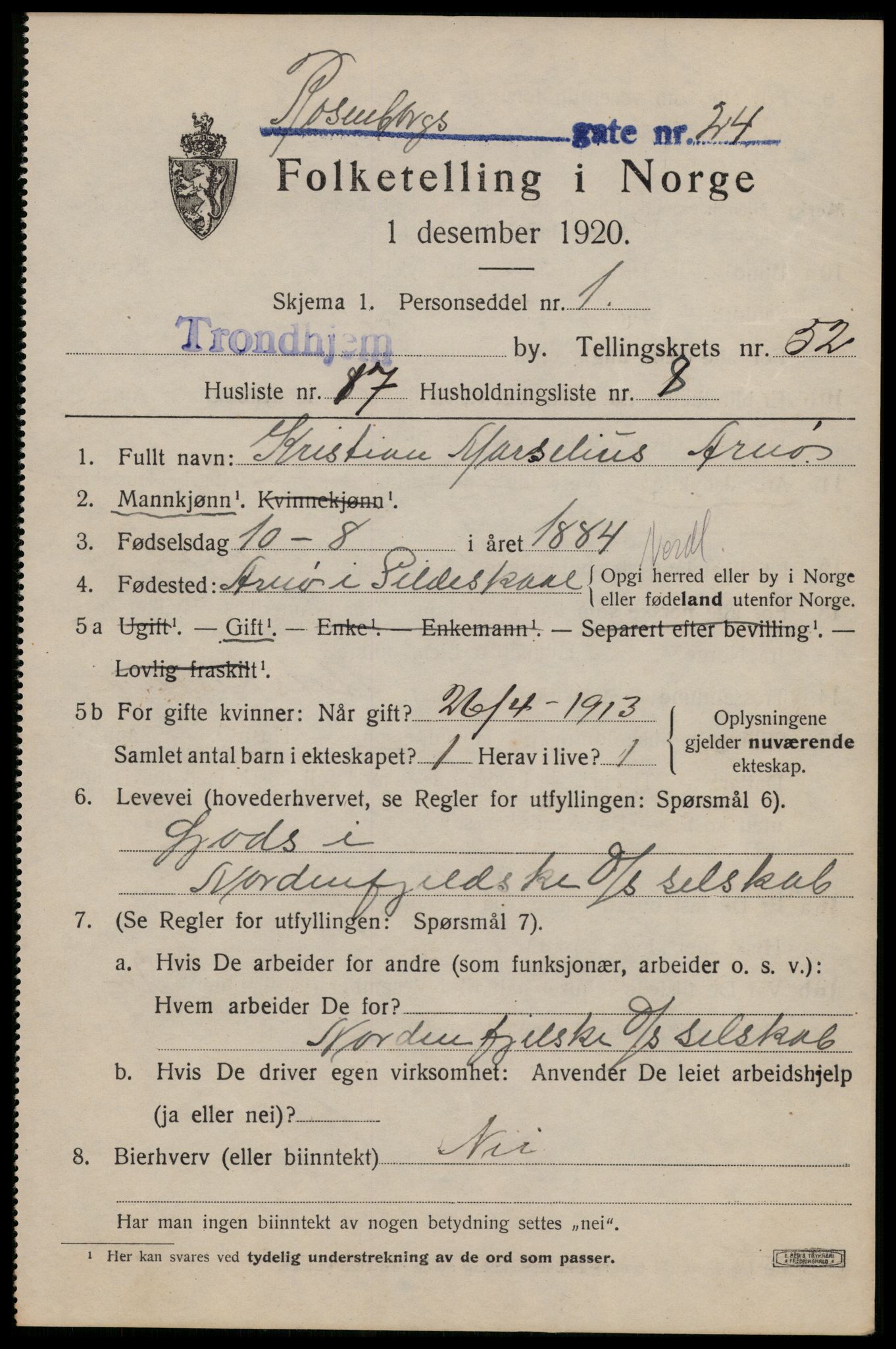 SAT, Folketelling 1920 for 1601 Trondheim kjøpstad, 1920, s. 107468