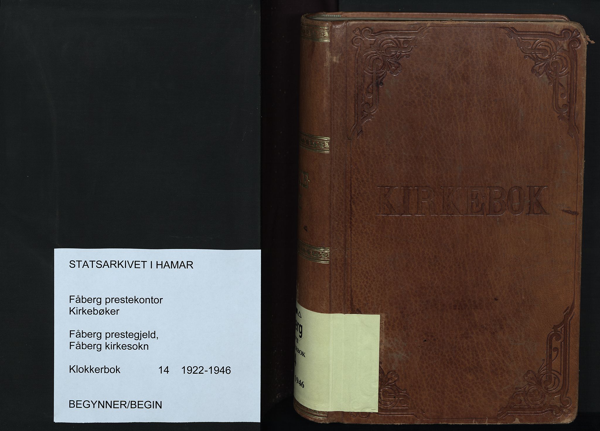 Fåberg prestekontor, AV/SAH-PREST-086/H/Ha/Hab/L0014: Klokkerbok nr. 14, 1922-1946