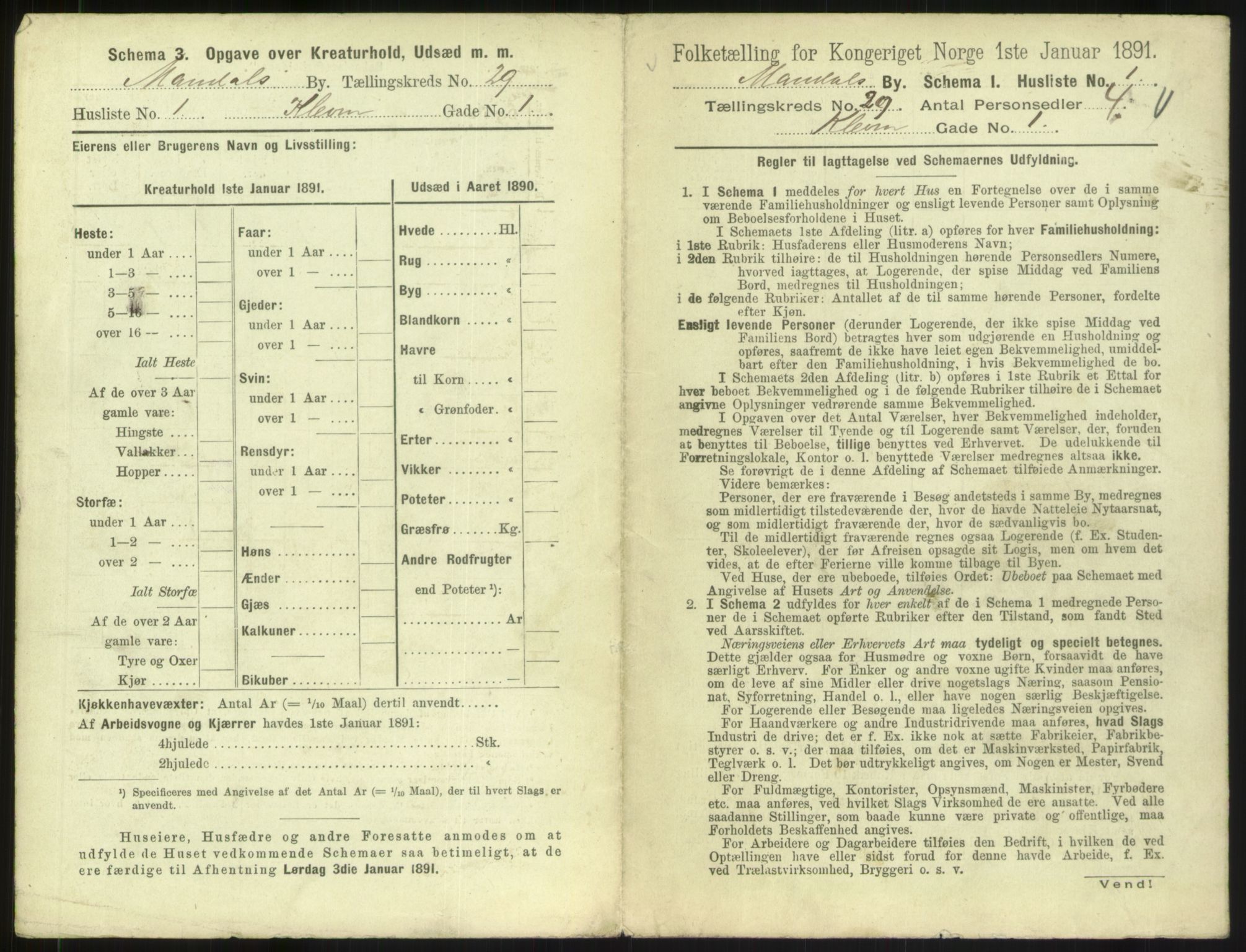 RA, Folketelling 1891 for 1002 Mandal ladested, 1891, s. 1291