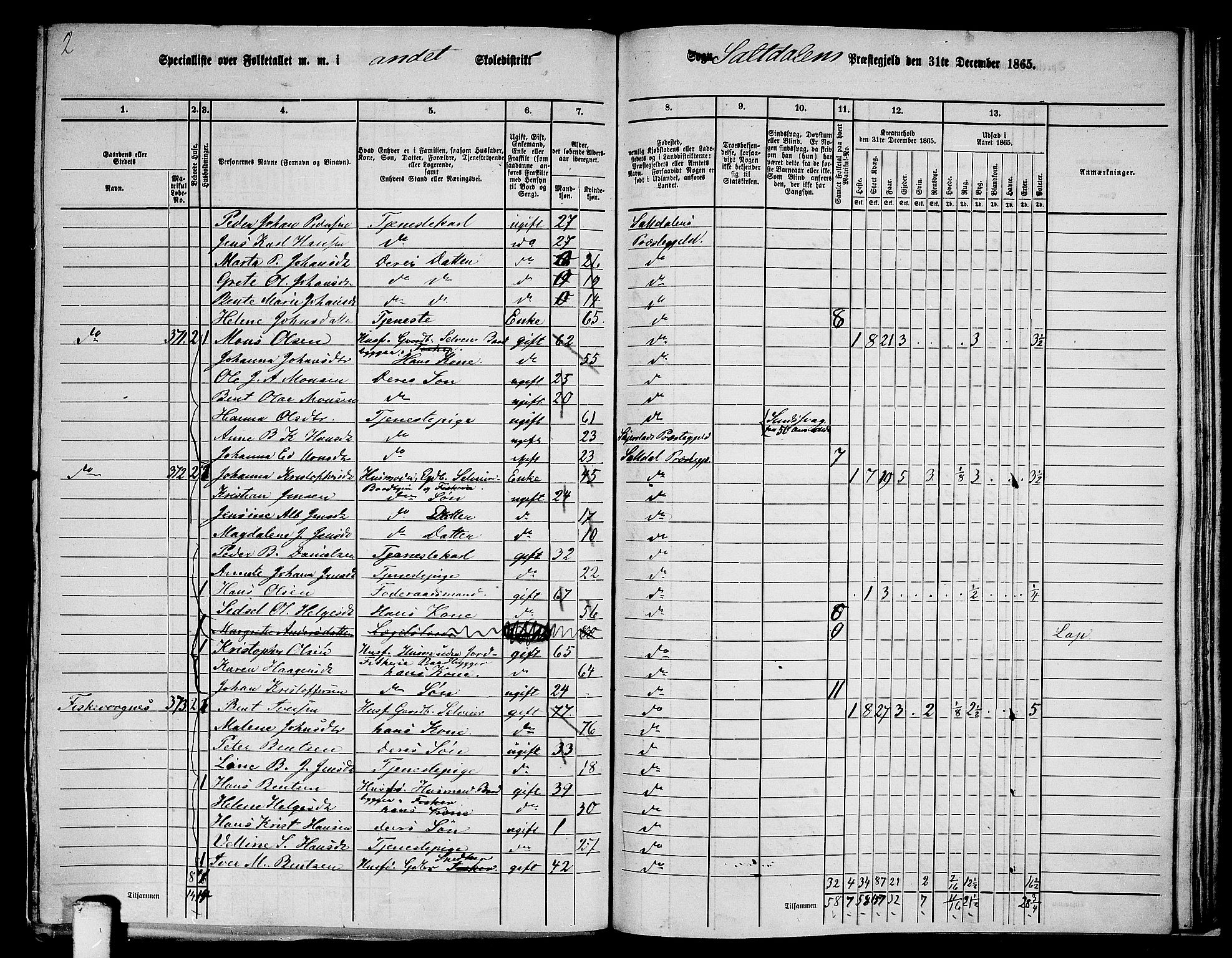 RA, Folketelling 1865 for 1840P Saltdal prestegjeld, 1865, s. 30
