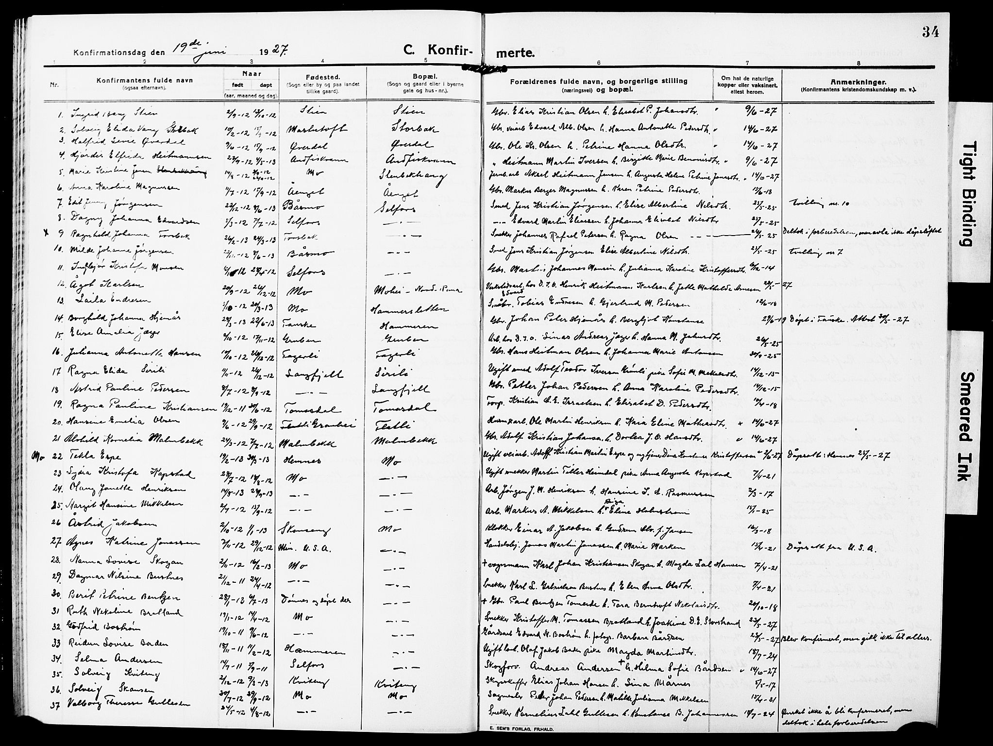 Ministerialprotokoller, klokkerbøker og fødselsregistre - Nordland, SAT/A-1459/827/L0424: Klokkerbok nr. 827C13, 1921-1930, s. 34