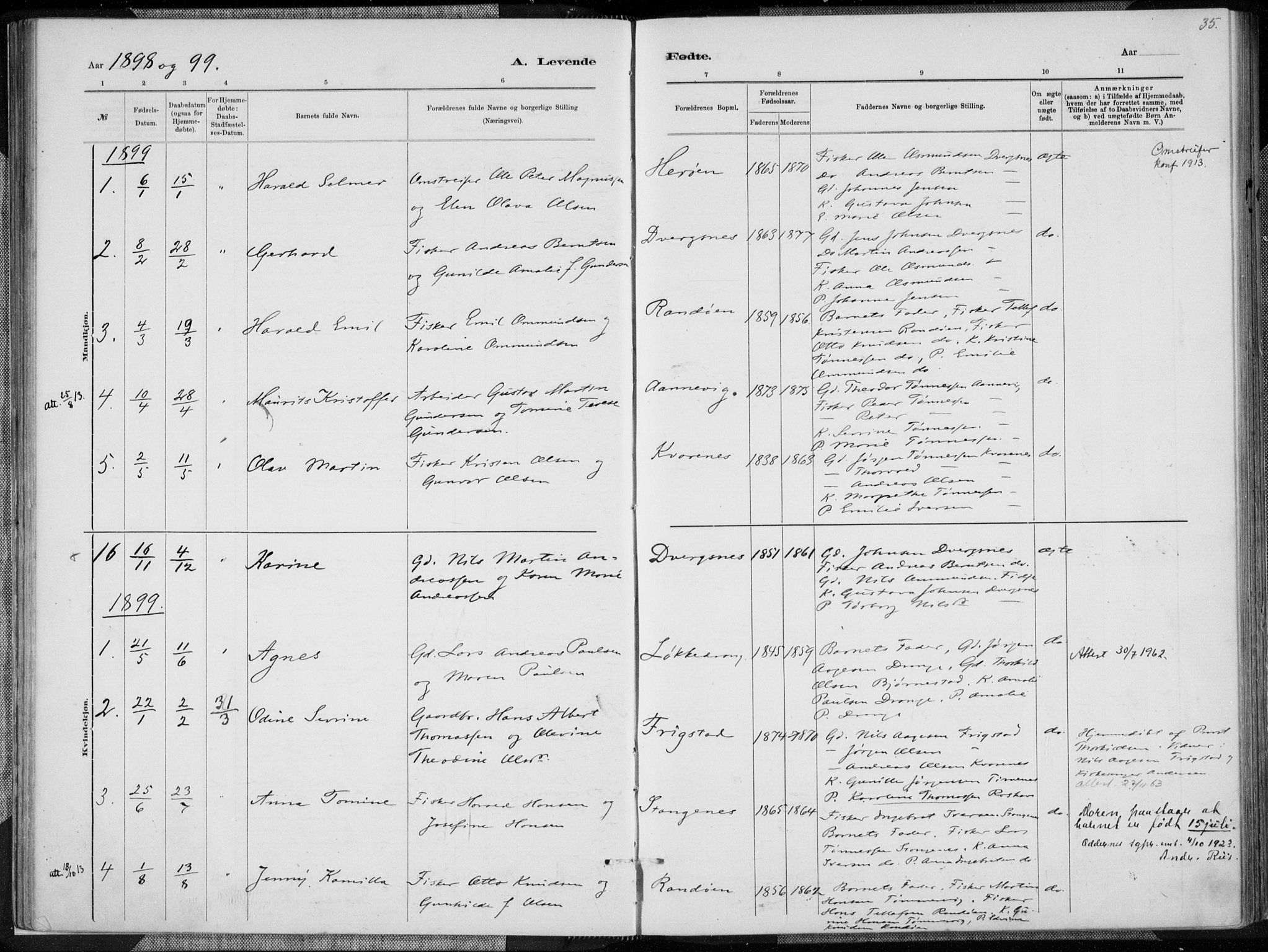 Oddernes sokneprestkontor, SAK/1111-0033/F/Fa/Fab/L0002: Ministerialbok nr. A 2, 1884-1903, s. 35