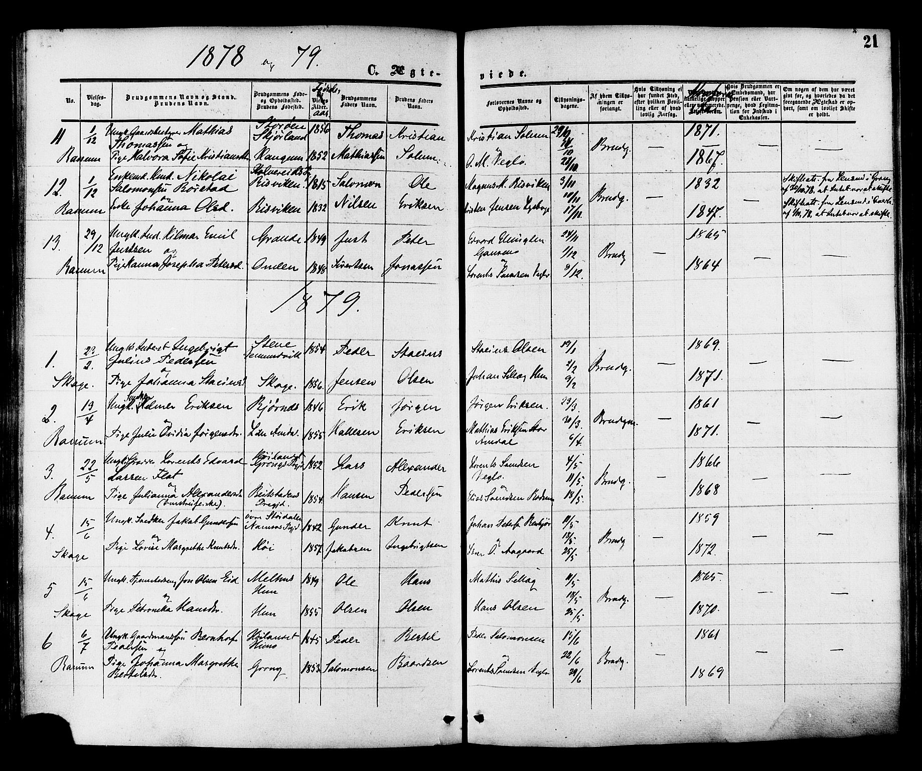 Ministerialprotokoller, klokkerbøker og fødselsregistre - Nord-Trøndelag, SAT/A-1458/764/L0553: Ministerialbok nr. 764A08, 1858-1880, s. 21